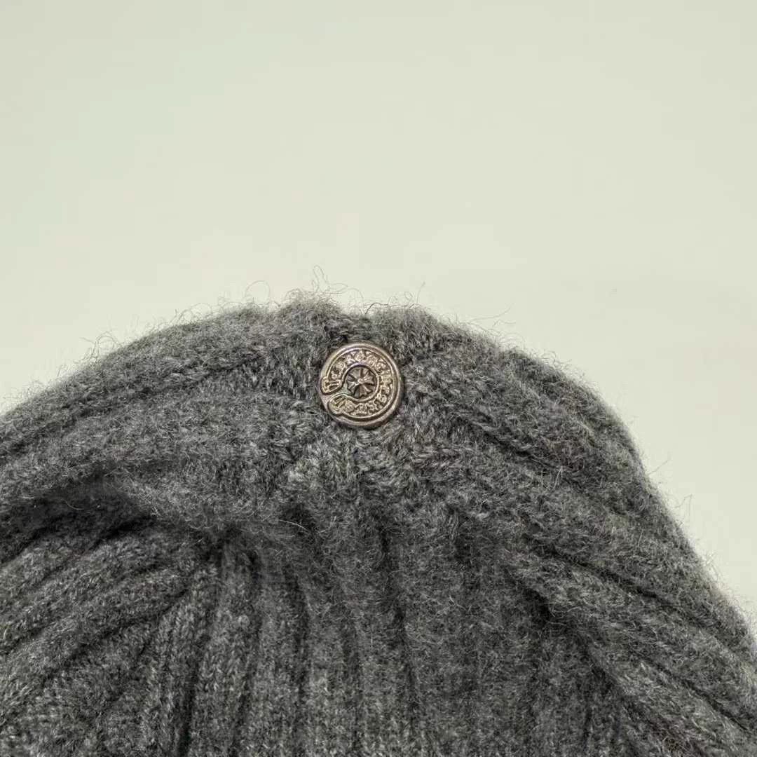 Chrome Hearts Chrome Hearts Grey Knit Cross-Pattern Leather Beanie Size ONE SIZE - 4 Thumbnail