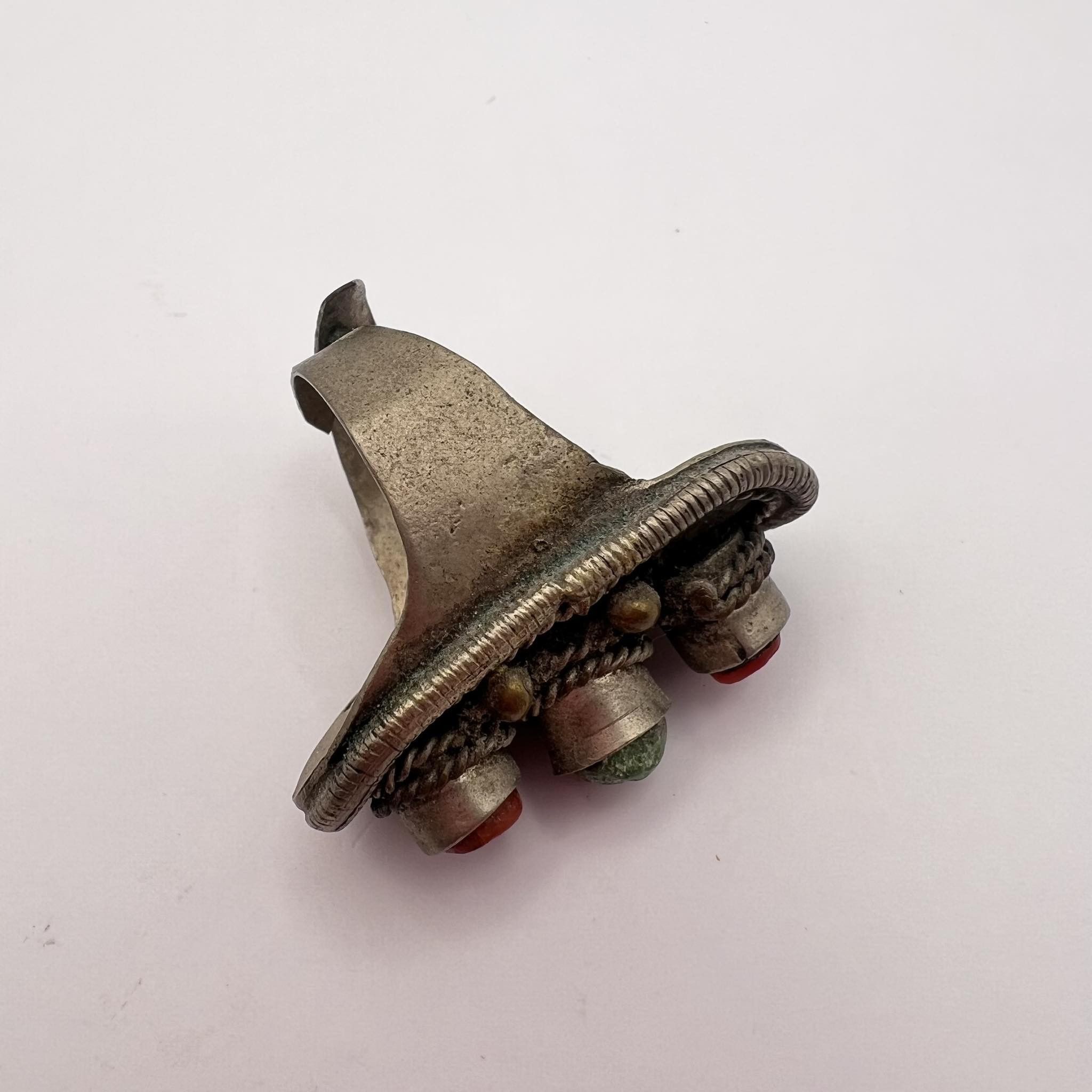 Antique Ethnic Bedouin Yemen Coral Turquoise Handmade Ring