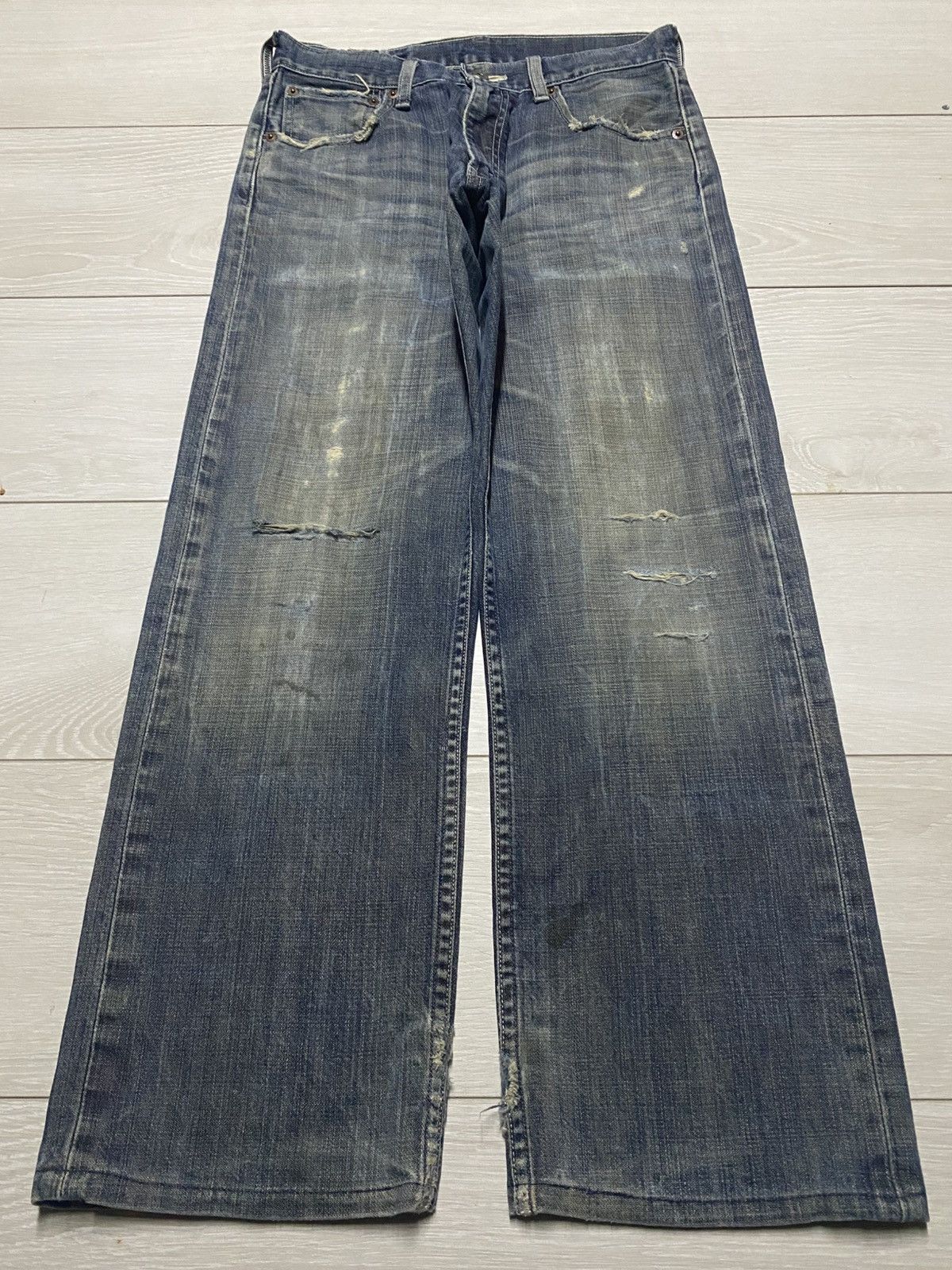 Levi's Vintage Levis 503 Button J38 Mud wash Distressed Baggy Jeans Size US 29 - 1 Thumbnail