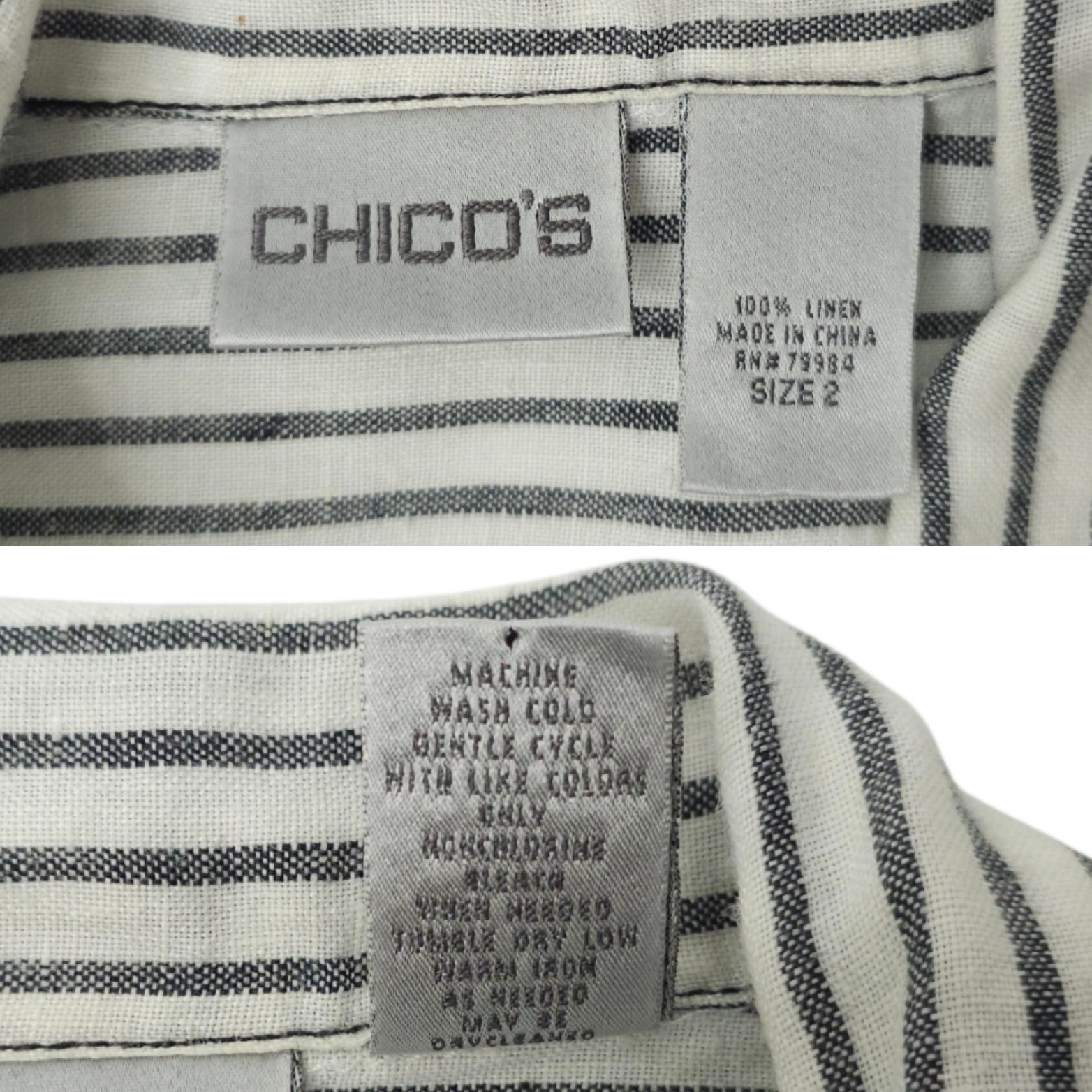 Chicos Chicos Striped Shirt Jacket 2 US L/12 Utility Workwear Size L / US 10 / IT 46 - 7 Thumbnail