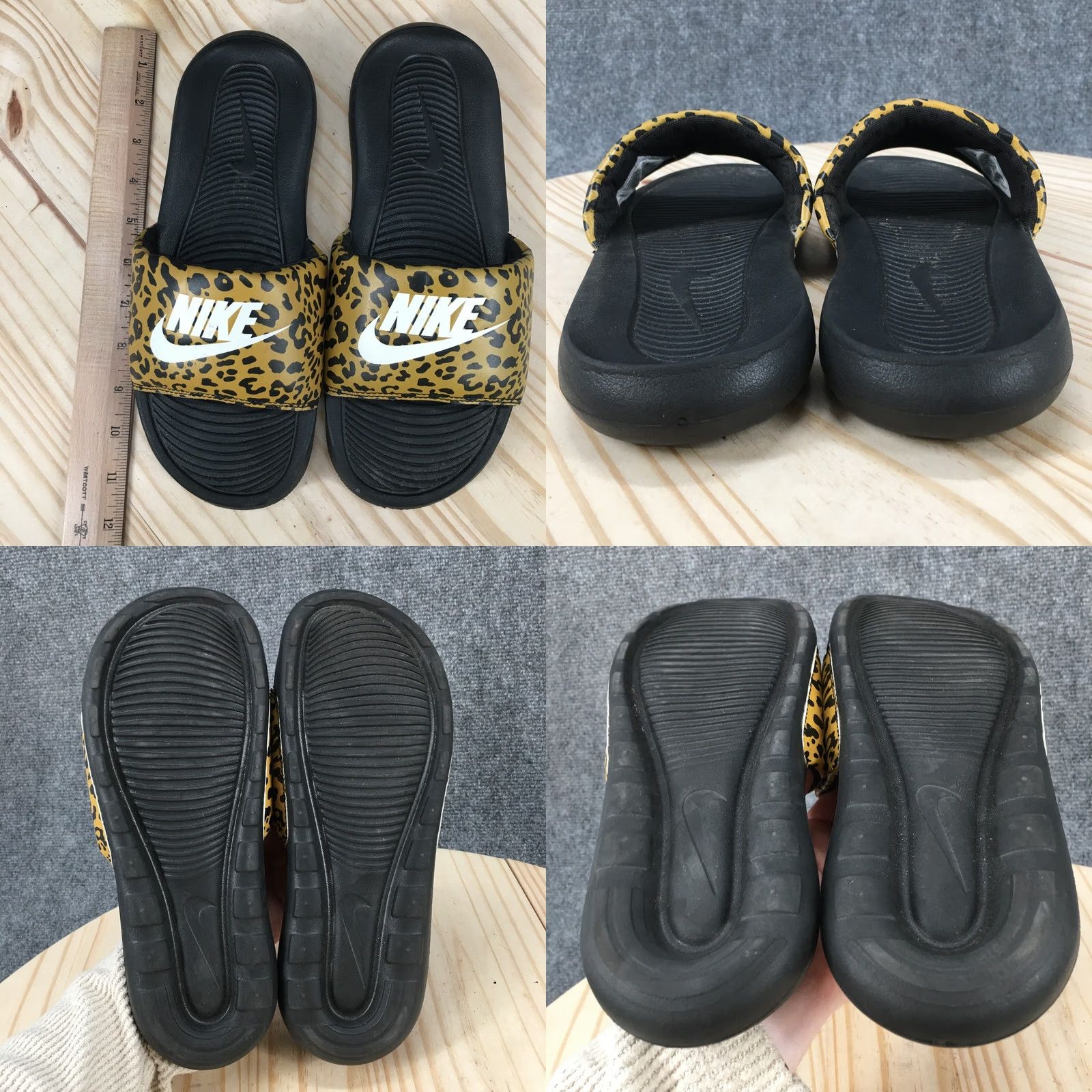Nike Nike Sandals Women Victori One Slide Cheetah Print Yellow Flat Slip-On Casual Size US 9 / IT 39 - 8 Thumbnail