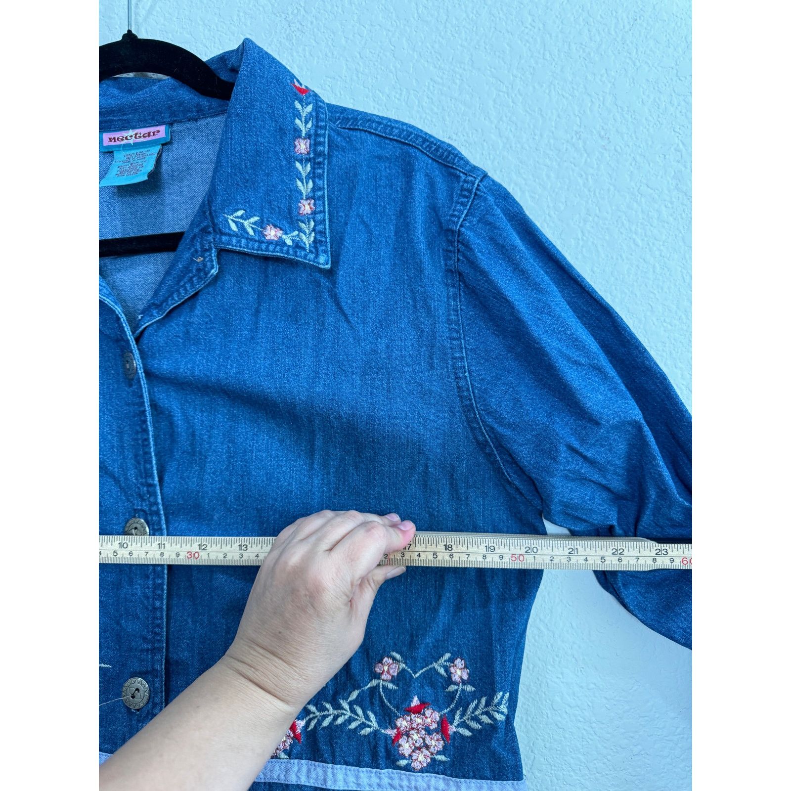 Other Women's Blue Denim Button-Up Shirt Jacket Embroidered Large Size L / US 10 / IT 46 - 4 Thumbnail