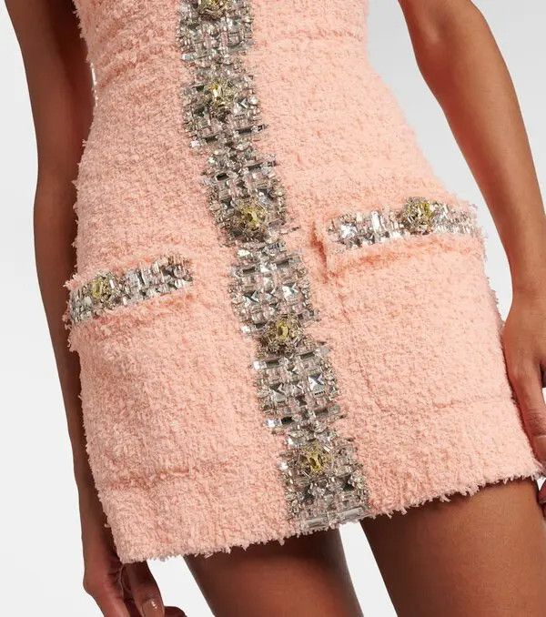 Balmain o1s1wg110725 Embellished Halterneck Minidress in Pink Size L / US 10 / IT 46 - 5 Thumbnail