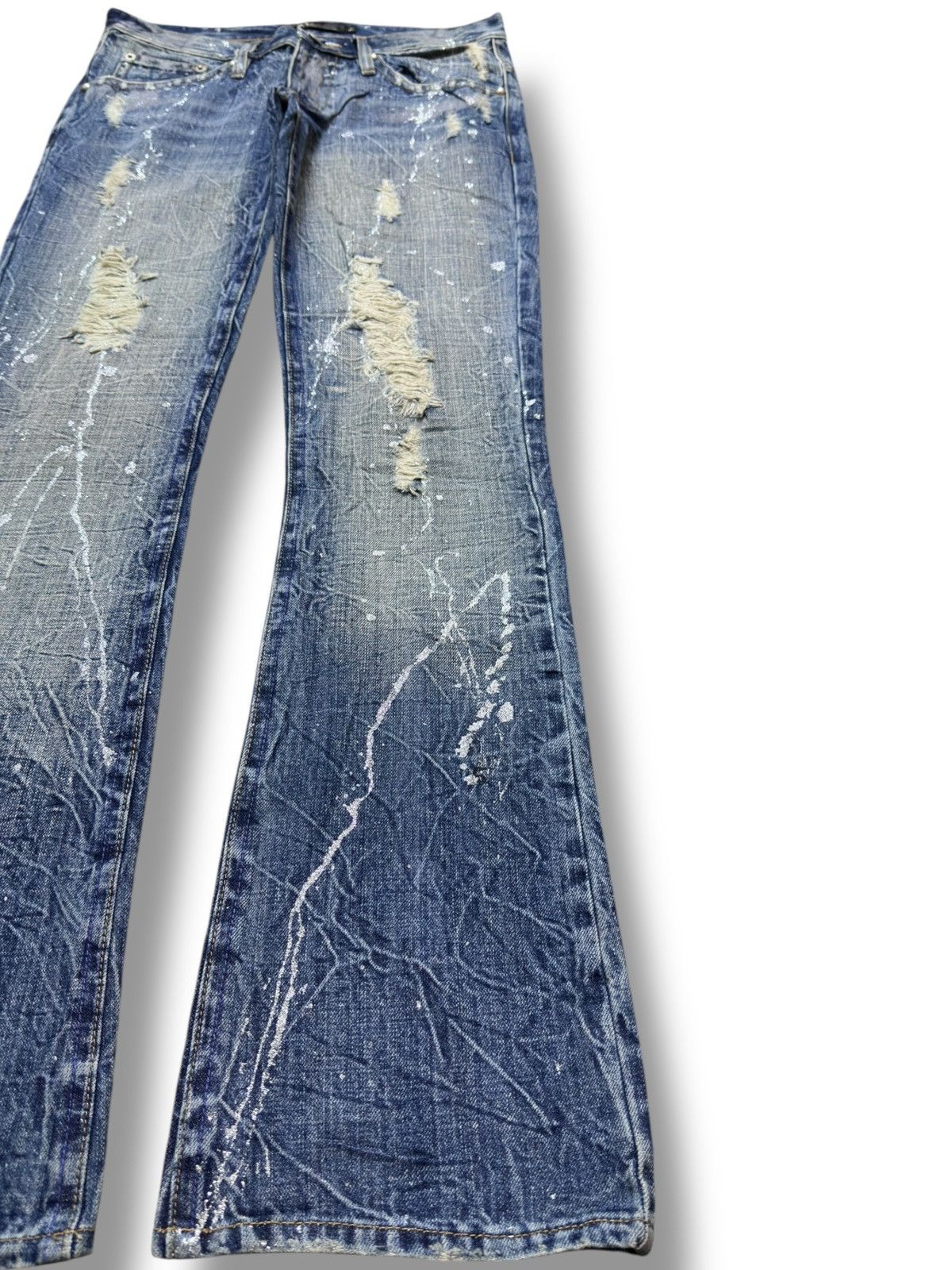 Tornado Mart Vintage Midas Flare Bootcut Paint Splatter Grunge Denim Size US 31 - 4 Thumbnail