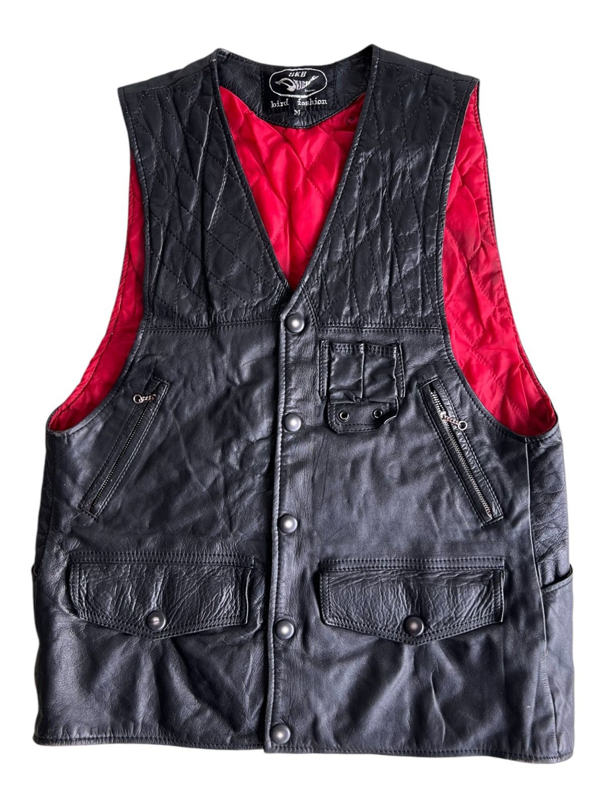 Kadoya 1980s 🇯🇵 Leather Crafted Cowhide Parachute Pocket Vest Jacket Size US S / EU 44-46 / 1 - 1 Thumbnail