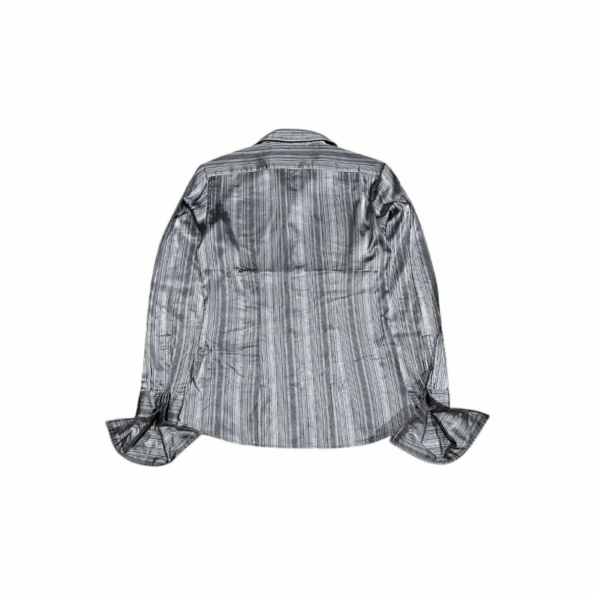 5351 POUR LES HOMMES 🔥Y2K Tornado Mart Shirt Striped Metallic Silver Steampunk Size US M / EU 48-50 / 2 - 10 Thumbnail