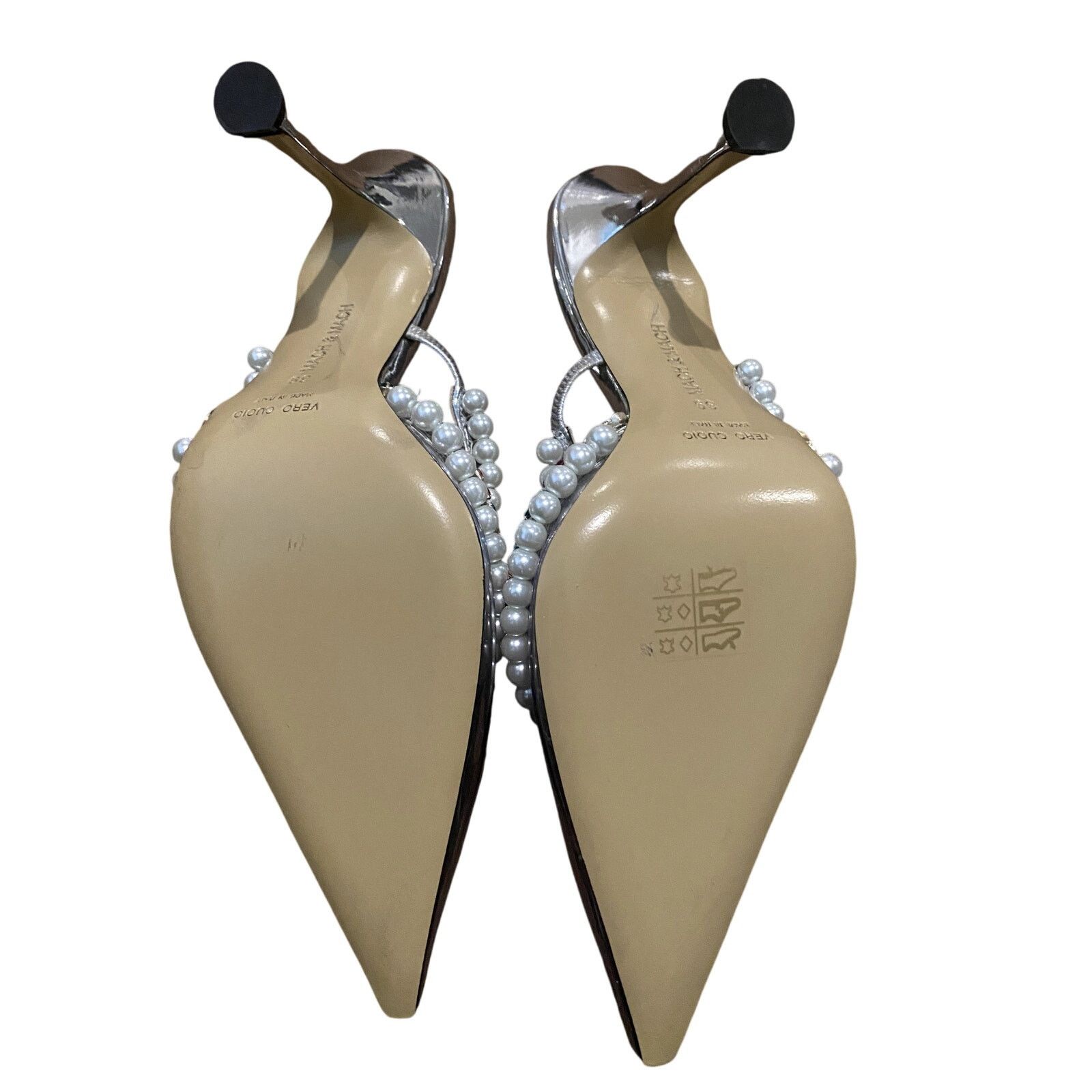 MACH & MACH Mach Mach Diamond Elizabeth Pearl Pointed Toe Mule 39 Size US 9 / IT 39 - 10 Thumbnail