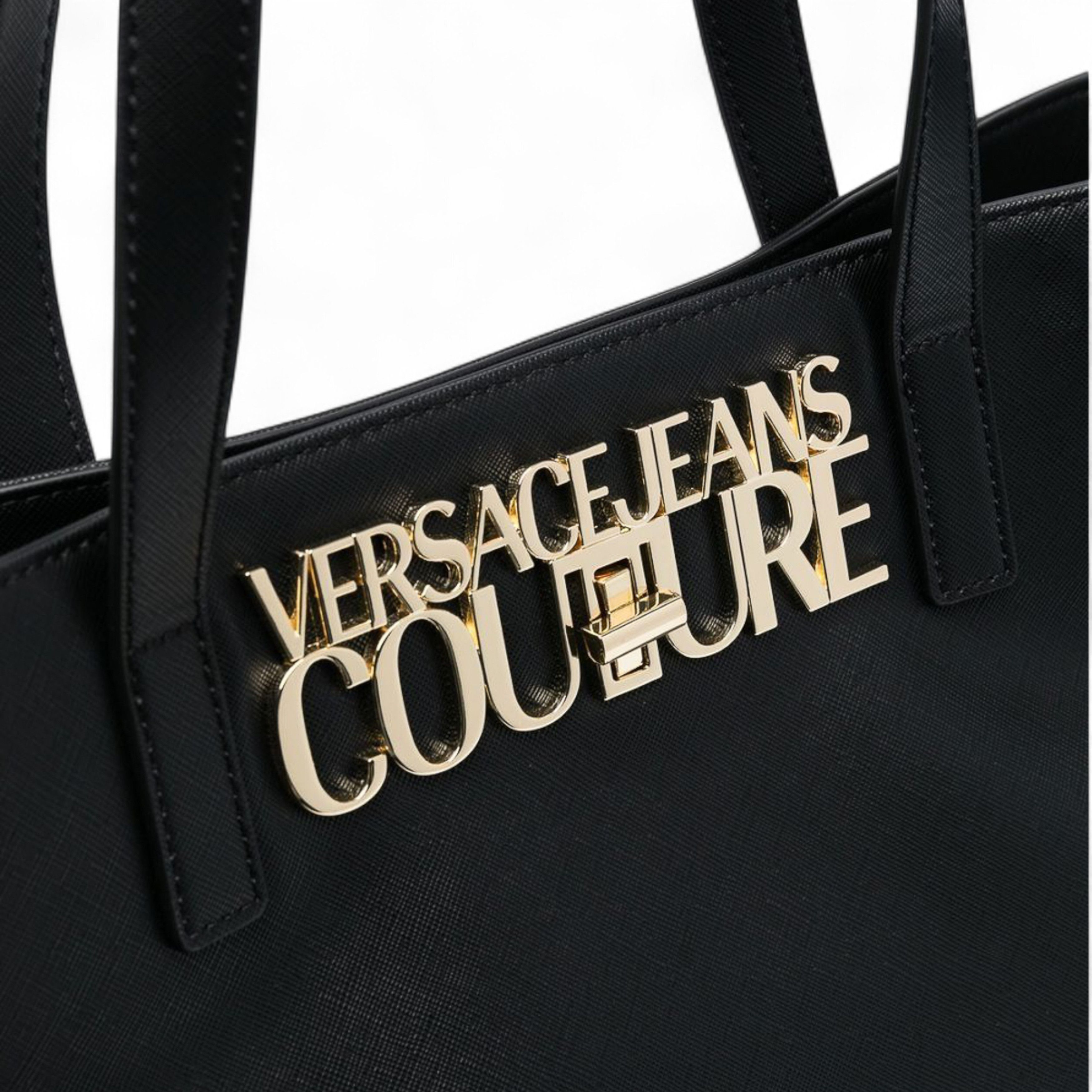 Versace Jeans Couture VERSACE JEANS COUTURE BLACK SOLID TOTE BAG WITH LOGO Size ONE SIZE - 5 Thumbnail