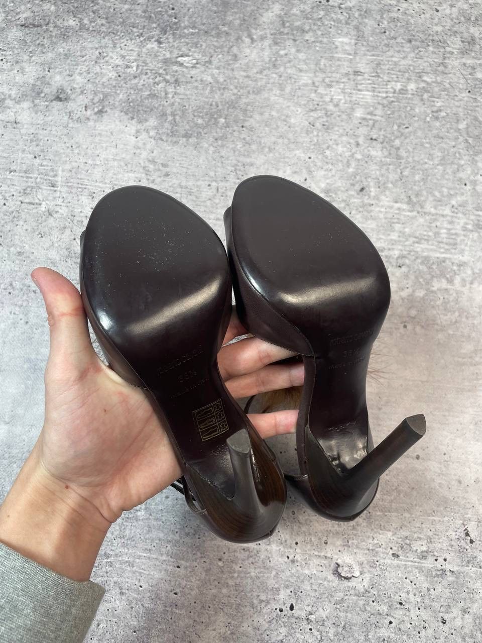 Roberto Cavalli Vintage 00s Roberto Cavalli Fur Brown High Heels Sandal Y2K Size US 8.5 / IT 38.5 - 5 Thumbnail