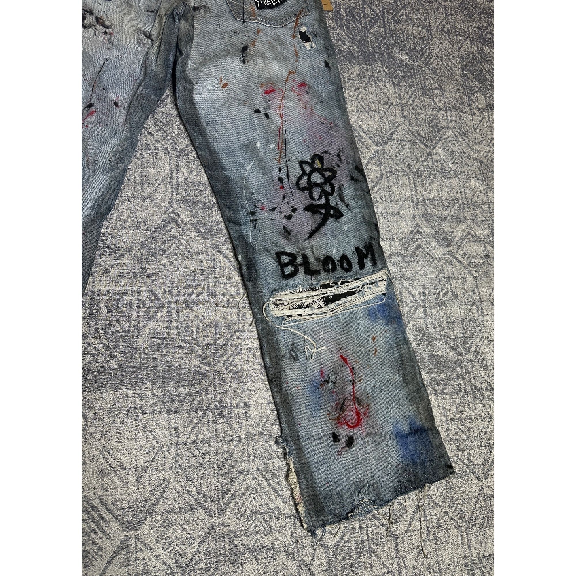 Ksubi Custom Embellished Distressed Paint Stained dyed treated Ksu Size US 31 - 11 Thumbnail