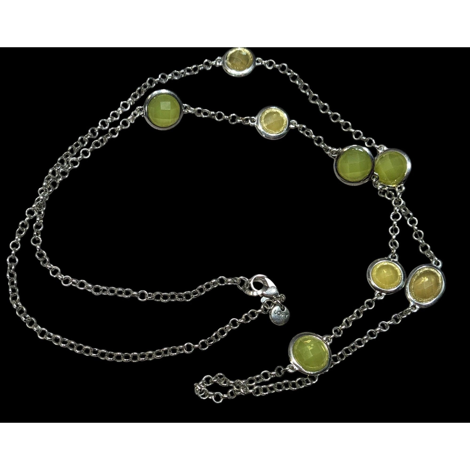 Loft Loft Green And Yellow Gemmed Station Necklace On Silver Tone Size ONE SIZE - 1 Thumbnail