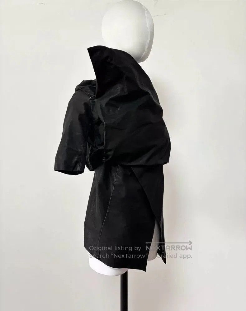 Rick Owens Vintage Black Leather Asymmetric Jacket Top. Size US M / EU 48-50 / 2 - 4 Thumbnail