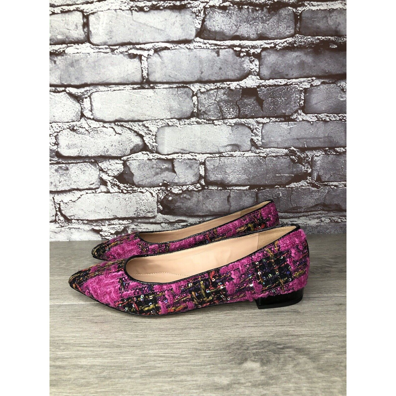 J.Crew J. Crew K2904 Pink Fresh Berry Tweed Pointed Toe Flats Women Size US 7 / IT 37 - 1 Thumbnail