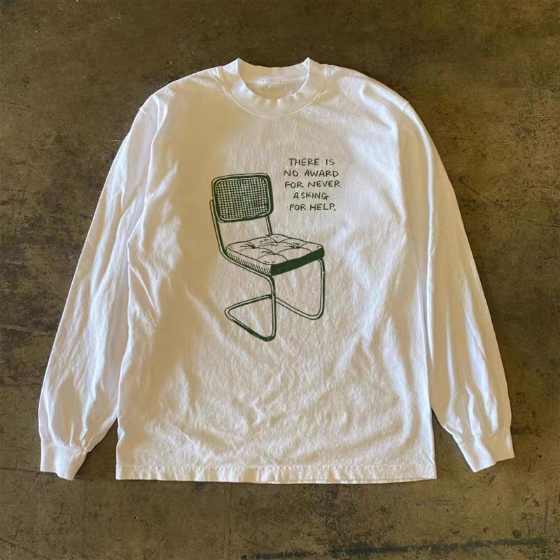 Vintage White washed vintage chair print long-sleeved t-shirt Size US M / EU 48-50 / 2 - 1 Thumbnail