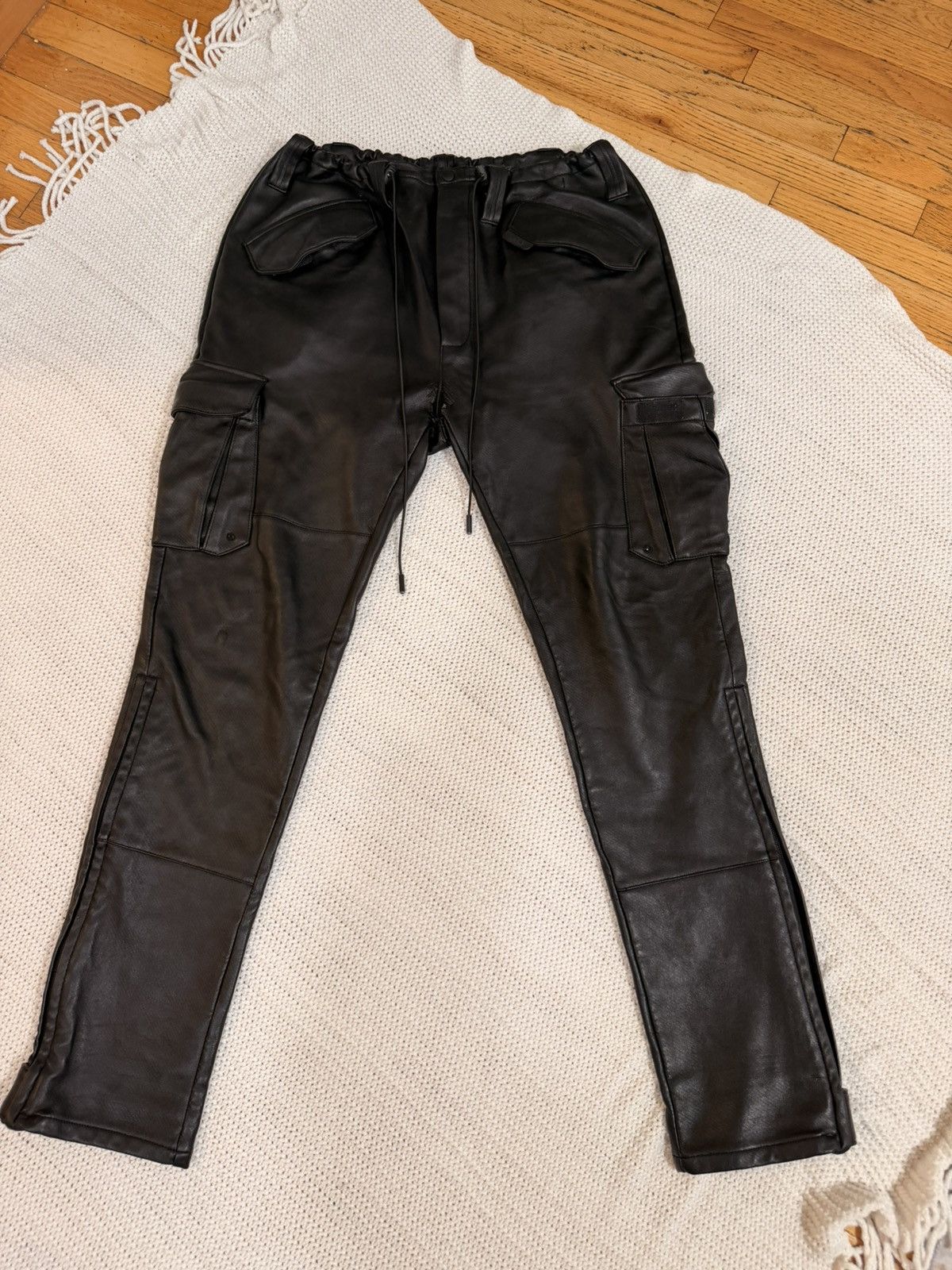 Rta RTA Black Faux Leather Cargo Pants Size US 34 / EU 50 - 3 Thumbnail