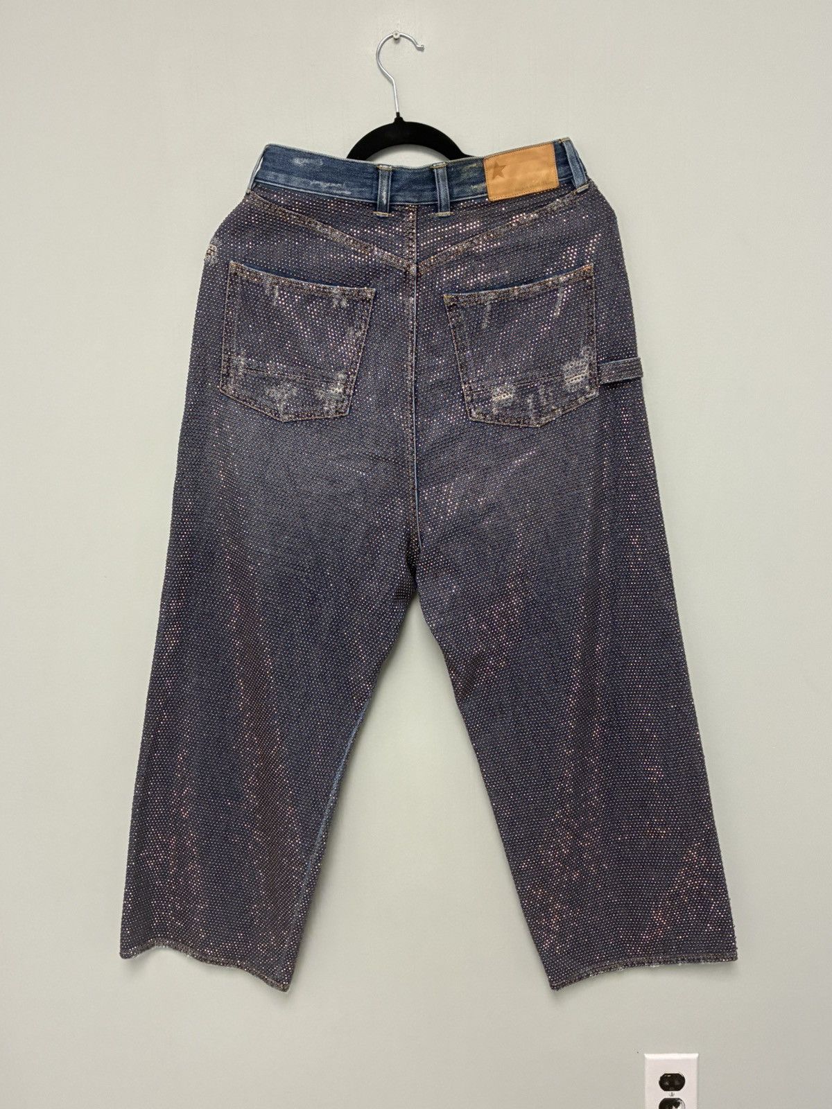 Golden Goose Breezy Rhinestone Embellished Jeans In Blue size 28 Size 28" / US 6 / IT 42 - 6 Thumbnail