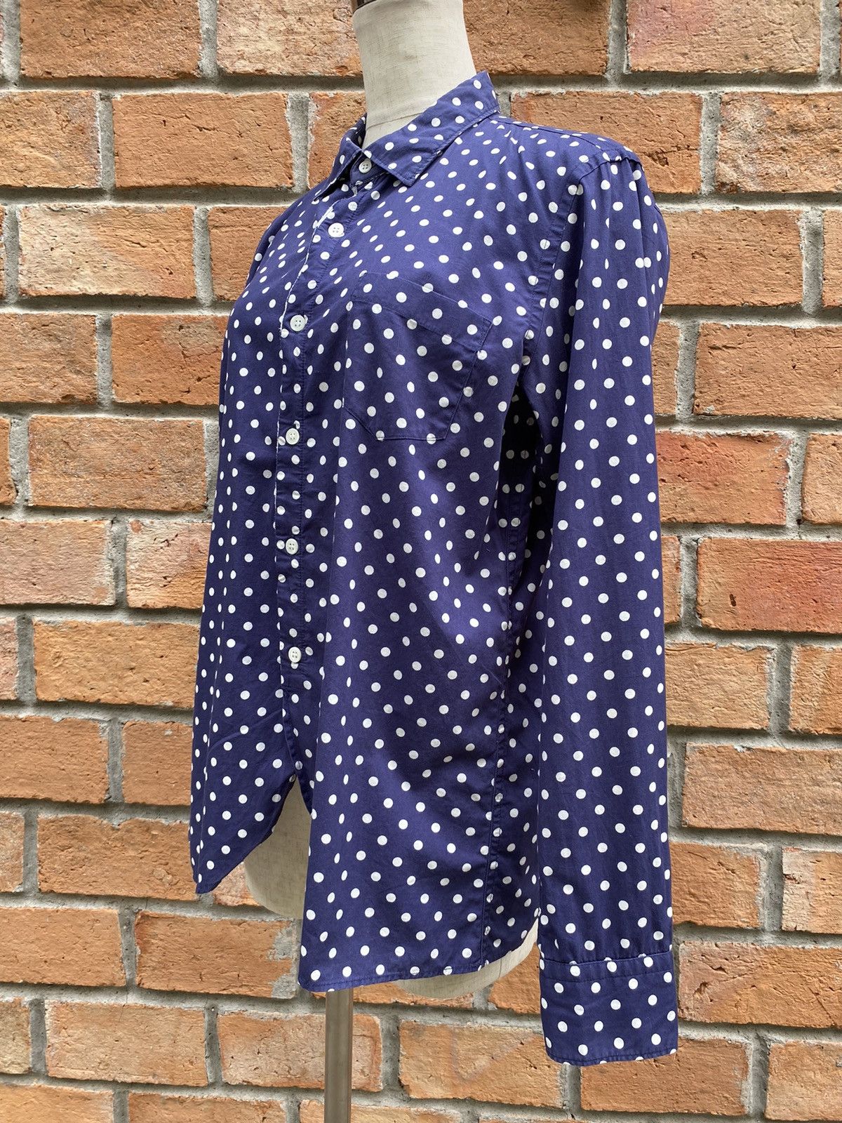 Frapbois FRAPBOIS Blue Long-Sleeve Shirt with White Polka Dots Size XS / US 0-2 / IT 36-38 - 12 Thumbnail