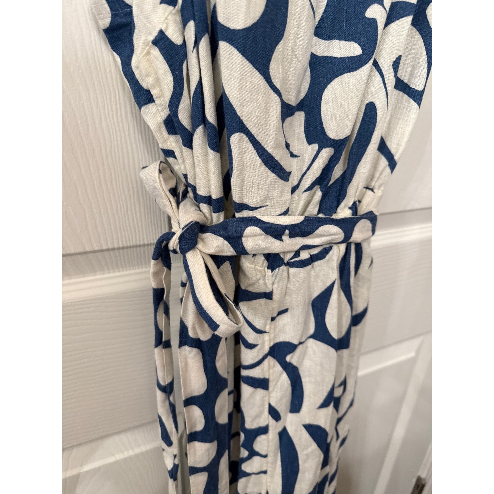 Sonoma NWOT Sonoma Blue&White Belted Linen Blend Pants Jumpsuit, XL Size 34" / US 12 / IT 48 - 4 Thumbnail