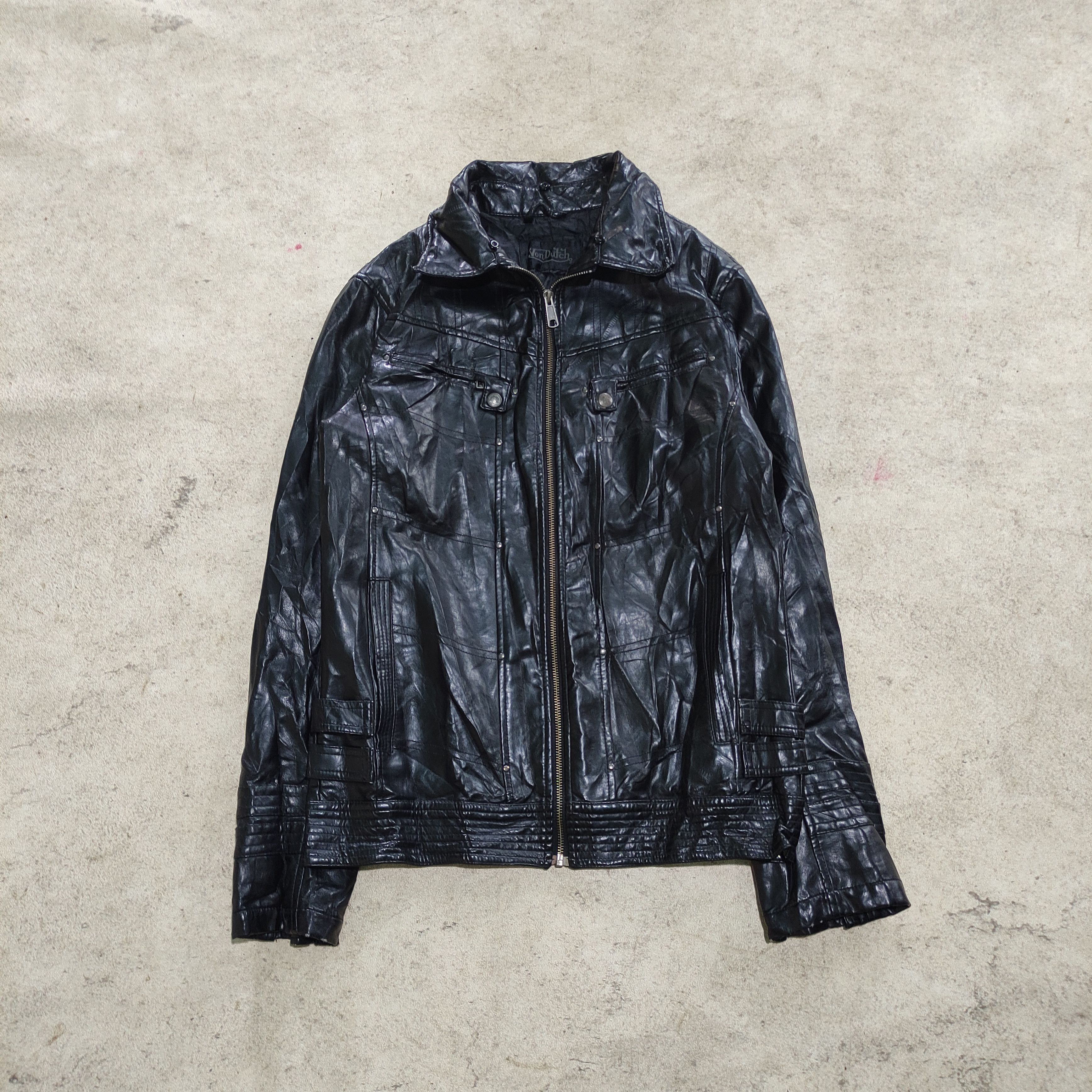 Tornado Mart Von Dutch Vintage Synthetic Leather Jacket 2000s Vkei Size US L / EU 52-54 / 3 - 3 Thumbnail