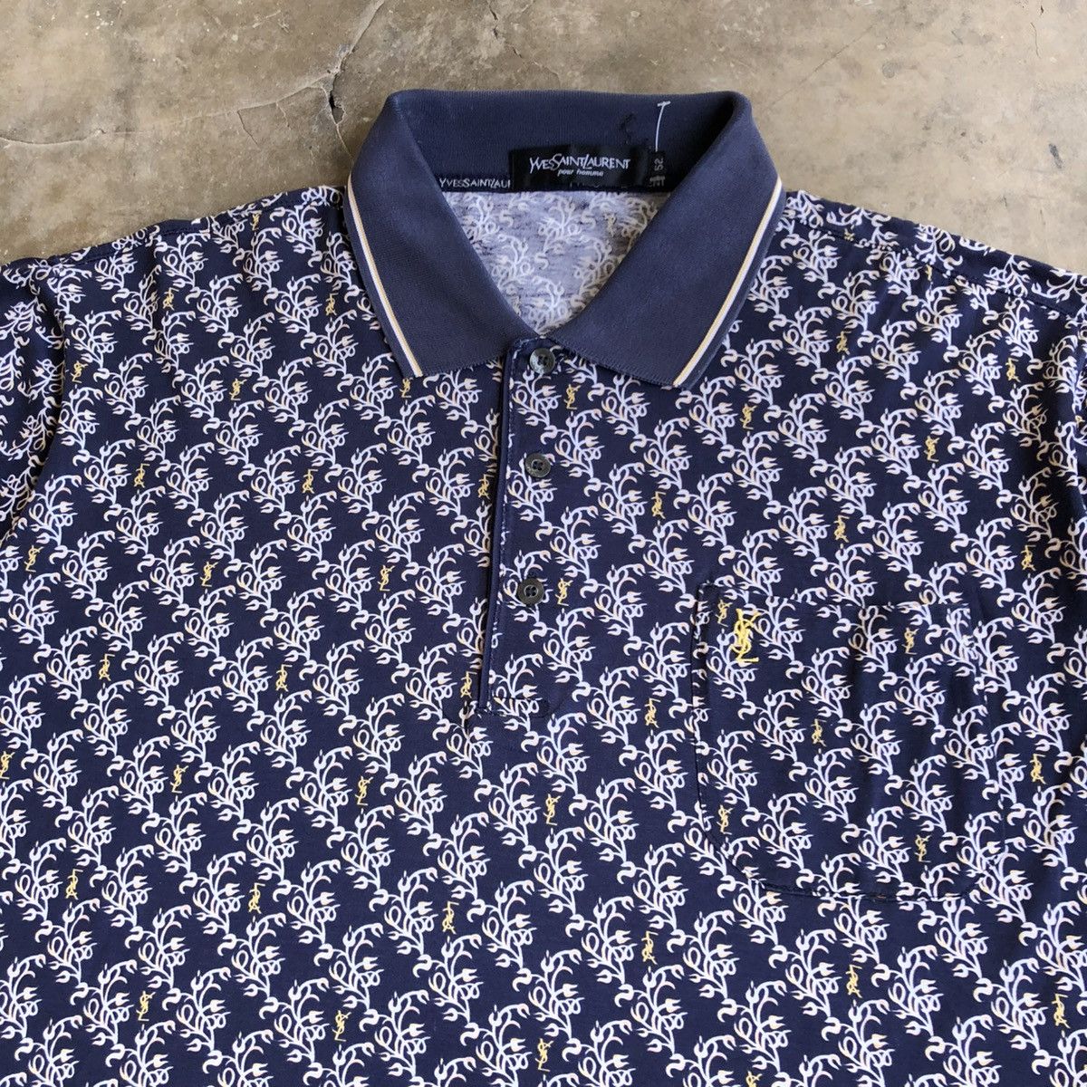 Yves Saint Laurent 1990s Yves Saint Laurent Pour Homme Monogram Polo Shirt Size US XL / EU 56 / 4 - 3 Thumbnail