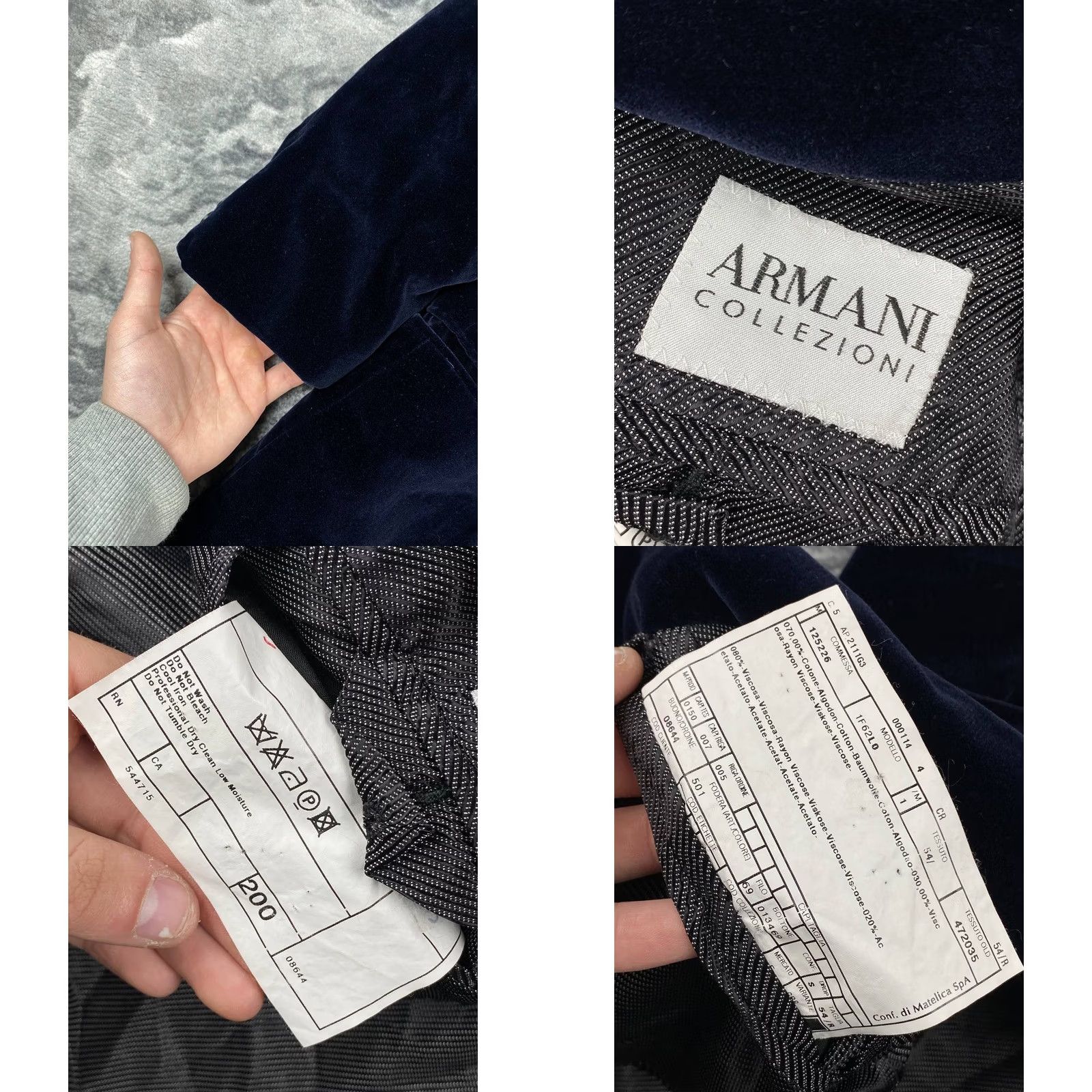 Armani Armani Collezioni Blazer Jacket Men 54R Blue Blue Vintage No Notch Lapel Single-Breasted Tuxedo Front Flat Front Size 54R - 8 Thumbnail