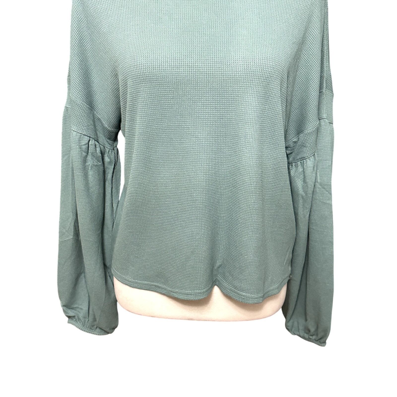 Other Weatherproof Vintage Top Waffle Knit Bishop Sleeve Green NWT Size S / US 4 / IT 40 - 4 Thumbnail