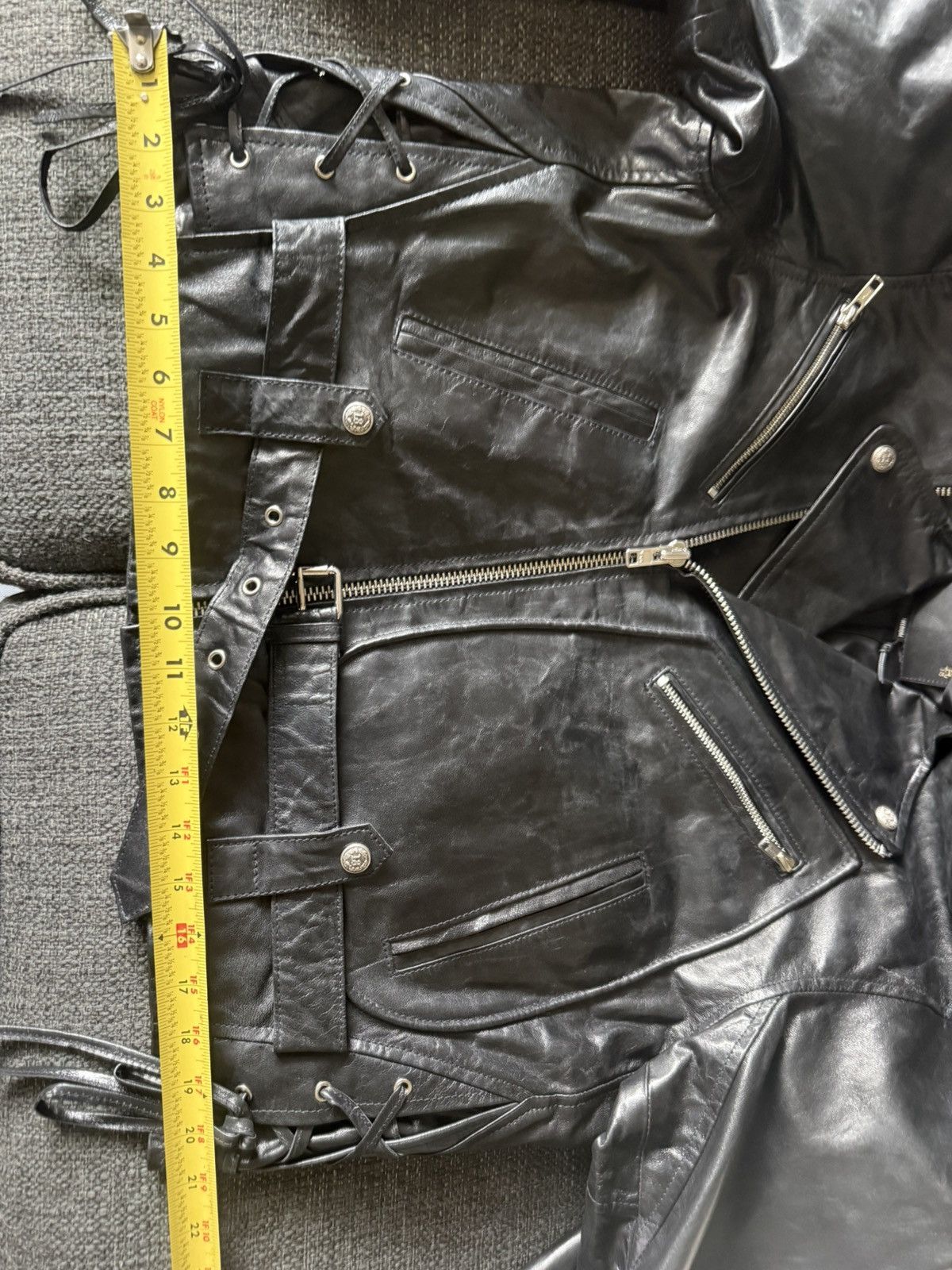 R13 R13 CREWNECK DISTRESSED LEATHER MOTO JACKET - NEW WITH TAGS Size M / US 6-8 / IT 42-44 - 18 Thumbnail