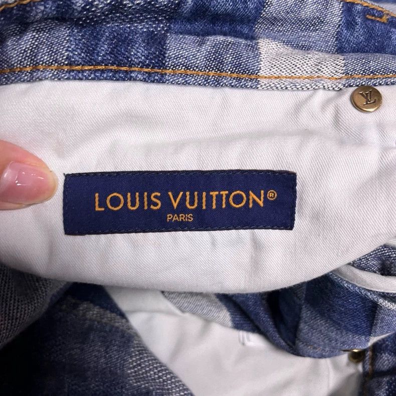 Louis Vuitton Louis Vuitton Blue plaid jacquard mid-rise slouchy straigh Size US 32 / EU 48 - 3 Thumbnail
