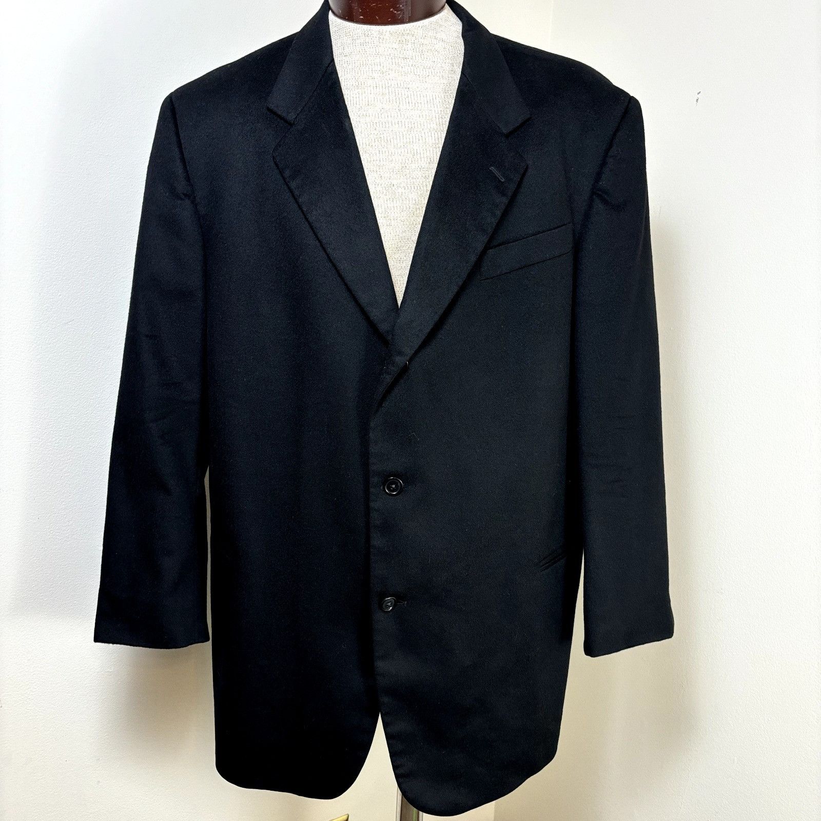 Donna Karan Donna Karan Men's Black Cashmere Sport Coat 48R Blazer Suit Size 48R - 2 Thumbnail