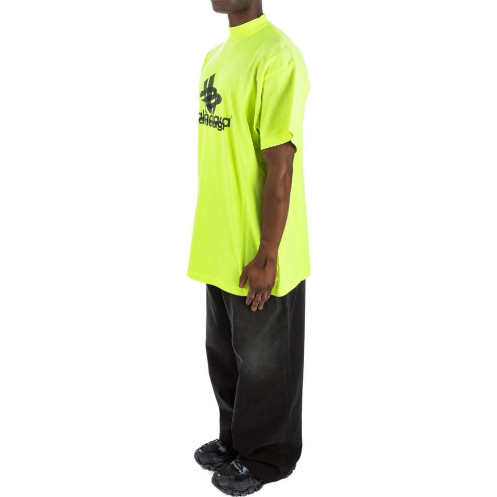 Balenciaga o1in1g0125 Oversized T-Shirt in Fluo Yellow/Black Size US M / EU 48-50 / 2 - 4 Thumbnail