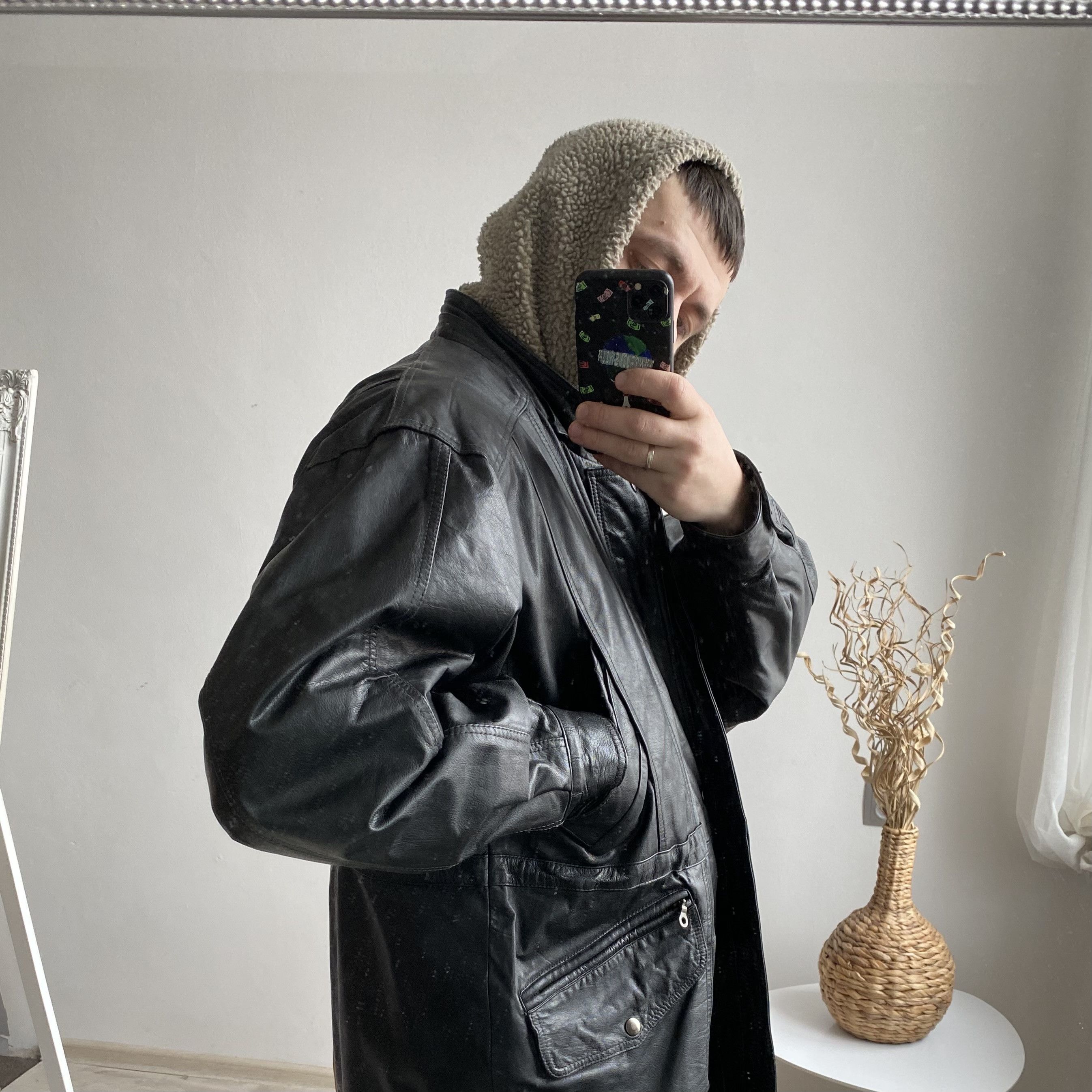 Genuine Leather Vintage 90s Real Leather Jacket Parka Coat Balenciaga style Size US L / EU 52-54 / 3 - 10 Thumbnail