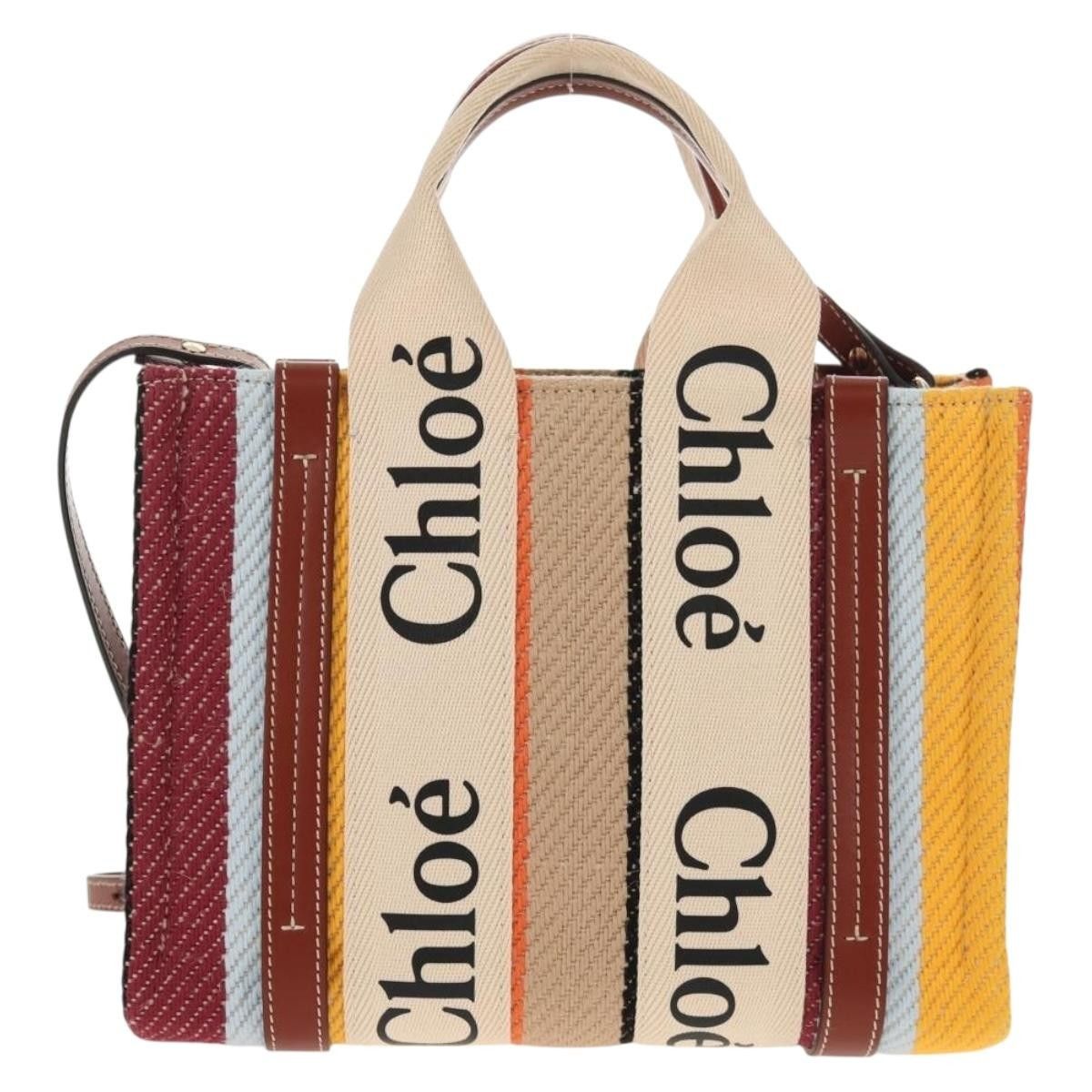 Chloe Chloe Woody Tote Canvas with Leather Size ONE SIZE - 1 Thumbnail