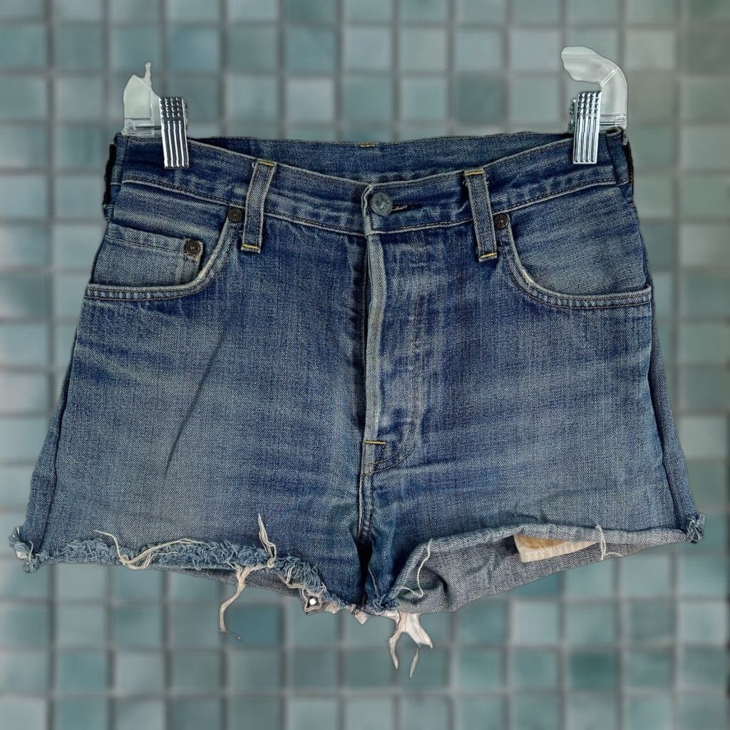 Denime VINTAGE CRKR Japanese Denim Shorts Women’s Size 2 28X2 Blue Distressed Button Fly Shirt Womens Japanese Distressed Blue 2 28X2 CRKR Denim Shorts Size 26" / US 2 / IT 38 - 1 Thumbnail