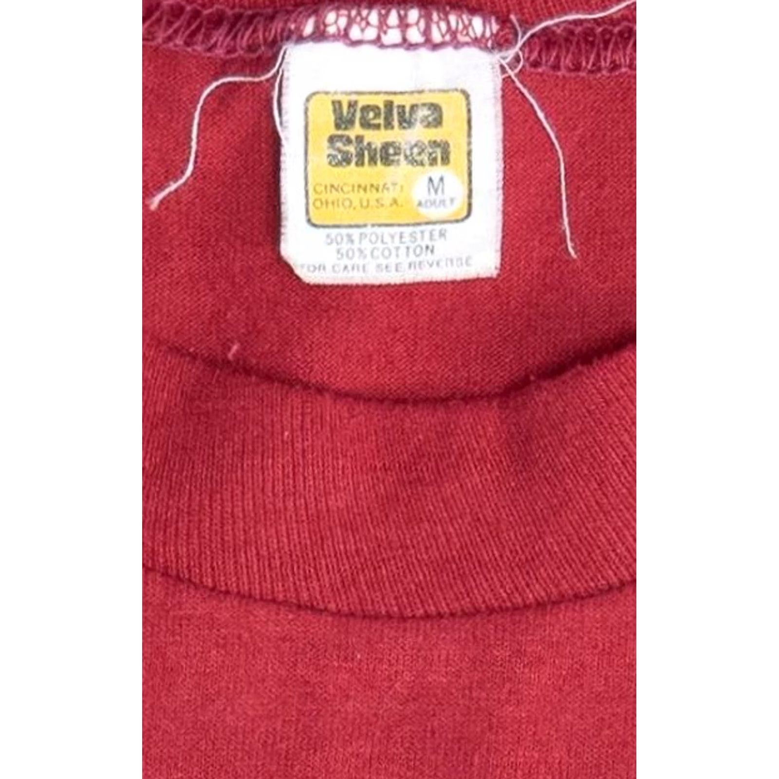 Velva Sheen VINTAGE Velva Sheen Camp Shin-Go-Beek T-Shirt Rainbow Stripe Single Stitch Red Unisex Adults Medium 1980s Mens Womens Boys Girls Size US M / EU 48-50 / 2 - 3 Thumbnail