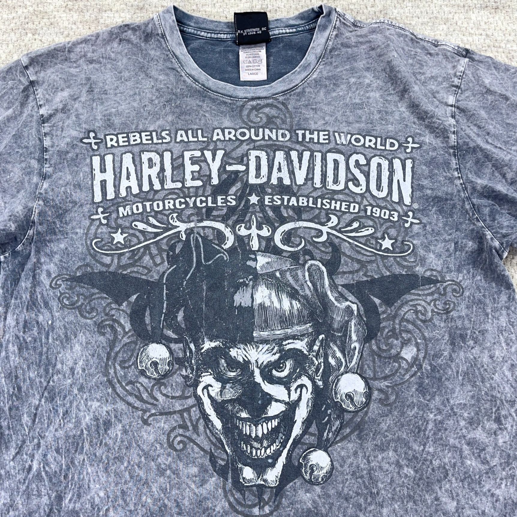 Harley Davidson VINTAGE Harley-Davidson Graphic Shirt Men Large Gray Acid Wash 80s Biker Retro Size US L / EU 52-54 / 3 - 3 Thumbnail