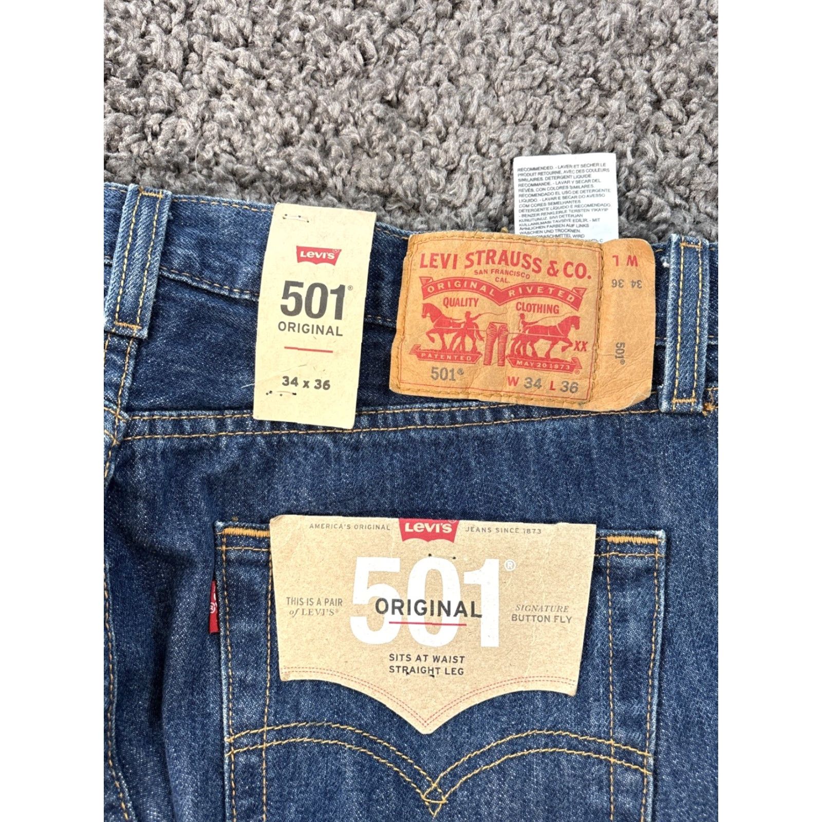 Levi's VINTAGE Levi's 501 Jeans Men Dark 34x36 Blue Dark Wash Button Fly Straight 100% Cotton Mexico Mens Size US 34 / EU 50 - 5 Thumbnail