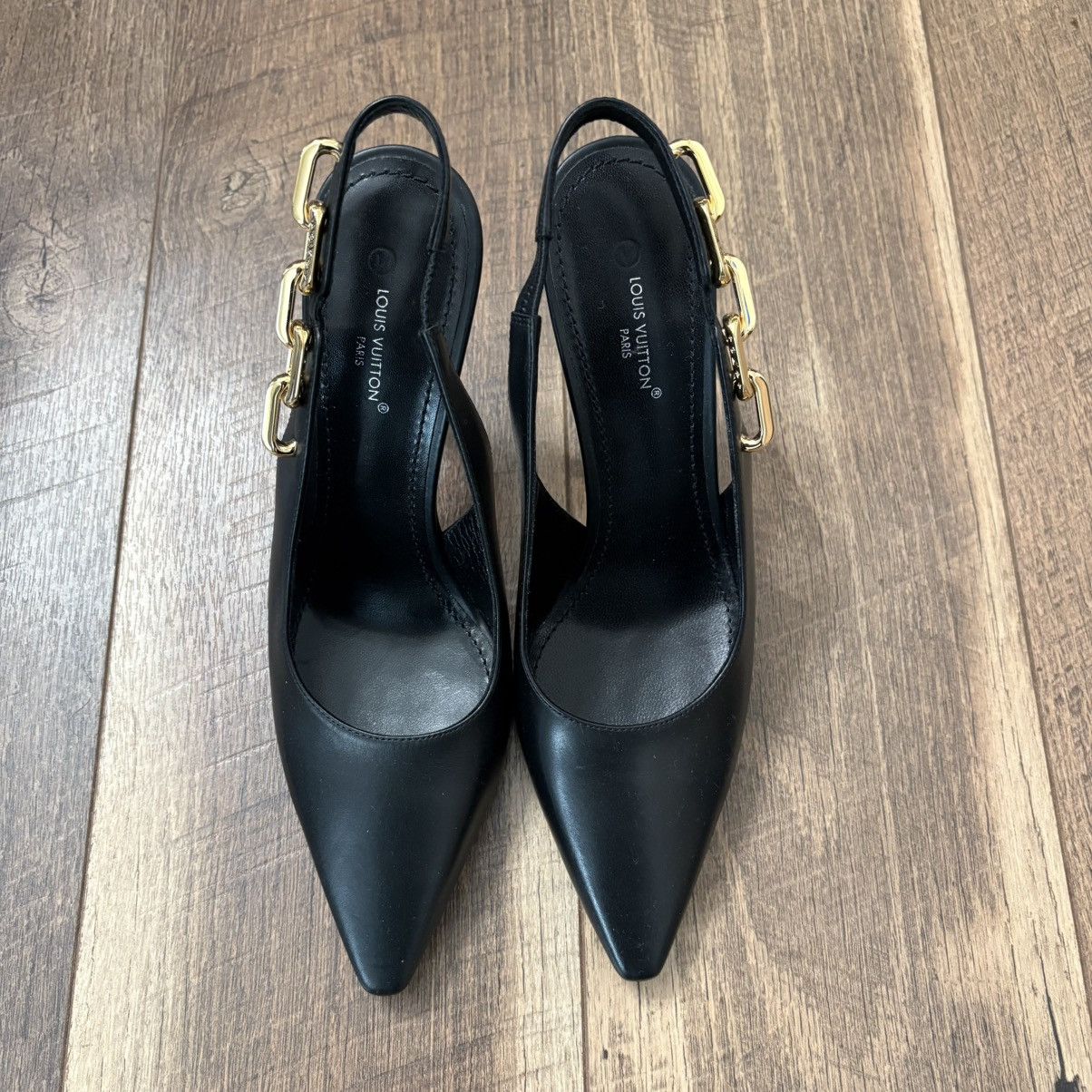 Louis Vuitton Louis Vuitton Leather Slingback Pumps Size US 7 / IT 37 - 3 Thumbnail