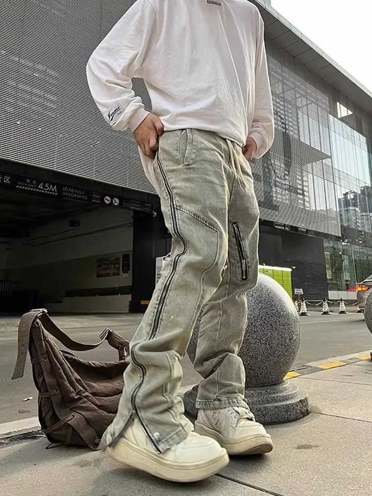 Japanese Brand × Jean Distressed Washing Zip Up Micro Flare Jeans Size US 30 / EU 46 - 2 Thumbnail