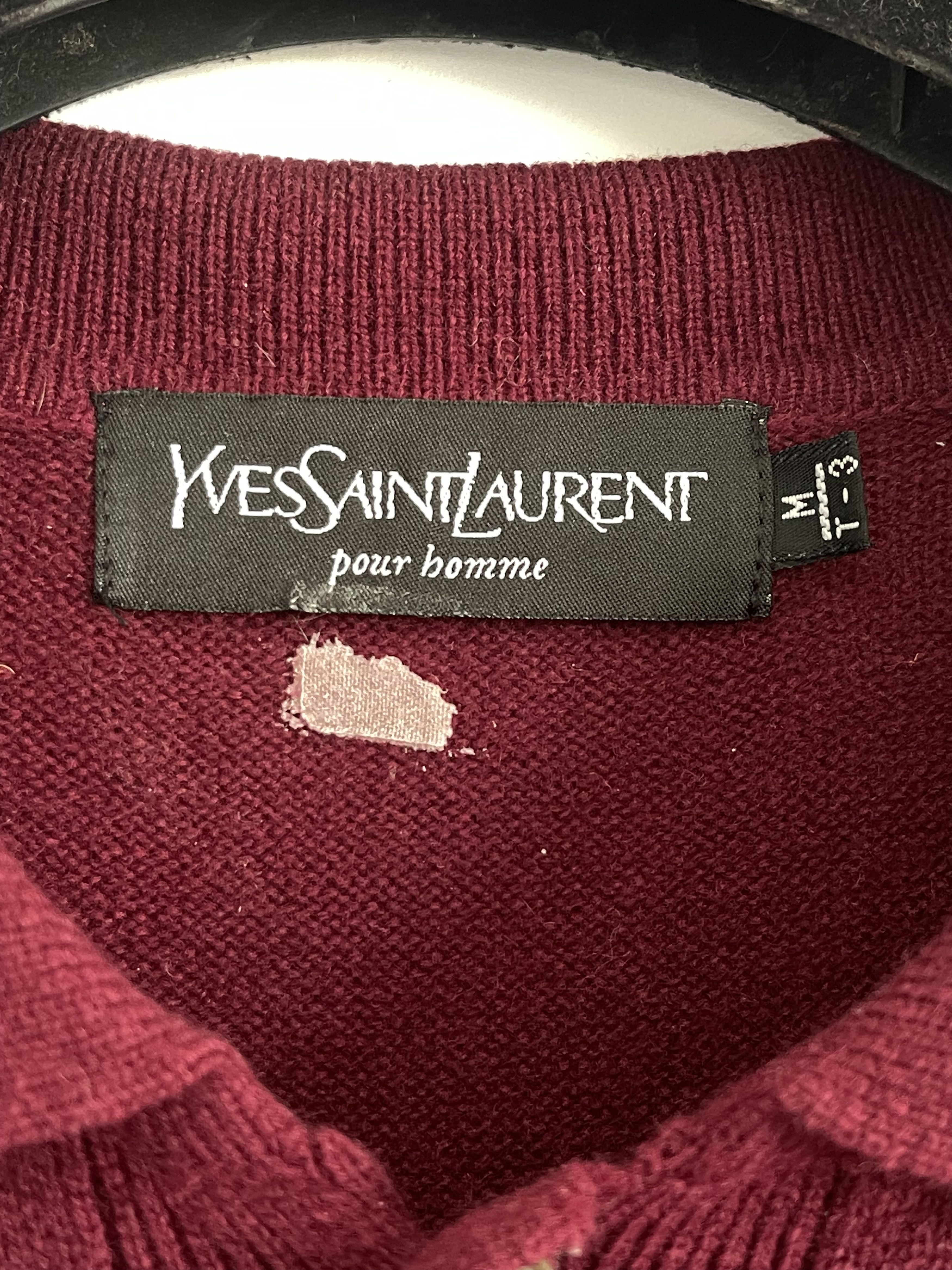 Yves Saint Laurent 🔥 burgundy sweater polo longsleeves wool jumper Size US M / EU 48-50 / 2 - 9 Thumbnail