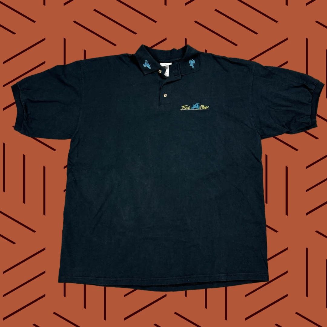 Anvil VTG TRAIL BOSS MOUNTAIN BIKING SHIRT USA Button-Down Polo 2XL Black Mens Organic Cotton Knit Embroidered Logo 90s 80s Vintage USA Theme Size US XXL / EU 58 / 5 - 1 Thumbnail