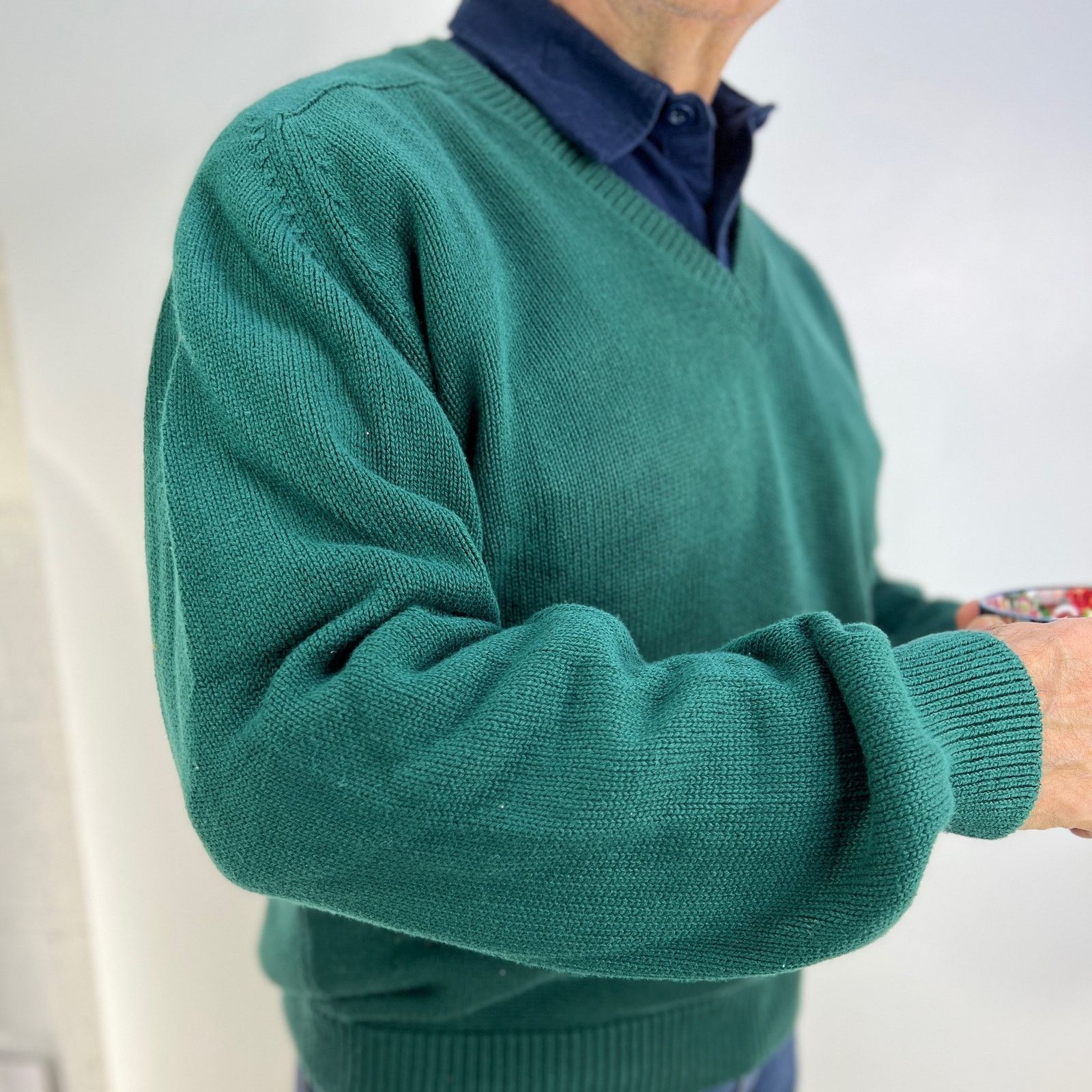 Lands' End × Vintage Vintage Lands' End Cotton Sweater Green Wool Free Pullover Size US M / EU 48-50 / 2 - 2 Thumbnail