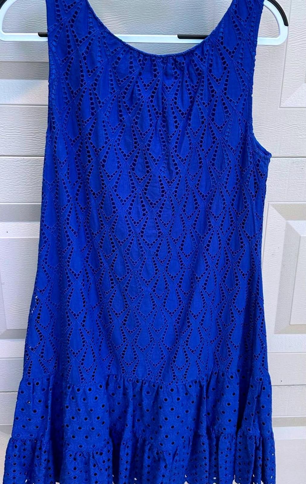 Designer Catherine Malandrino Women's Blue Eyelet Dress, Size 14 Size XL / US 12-14 / IT 48-50 - 2 Thumbnail