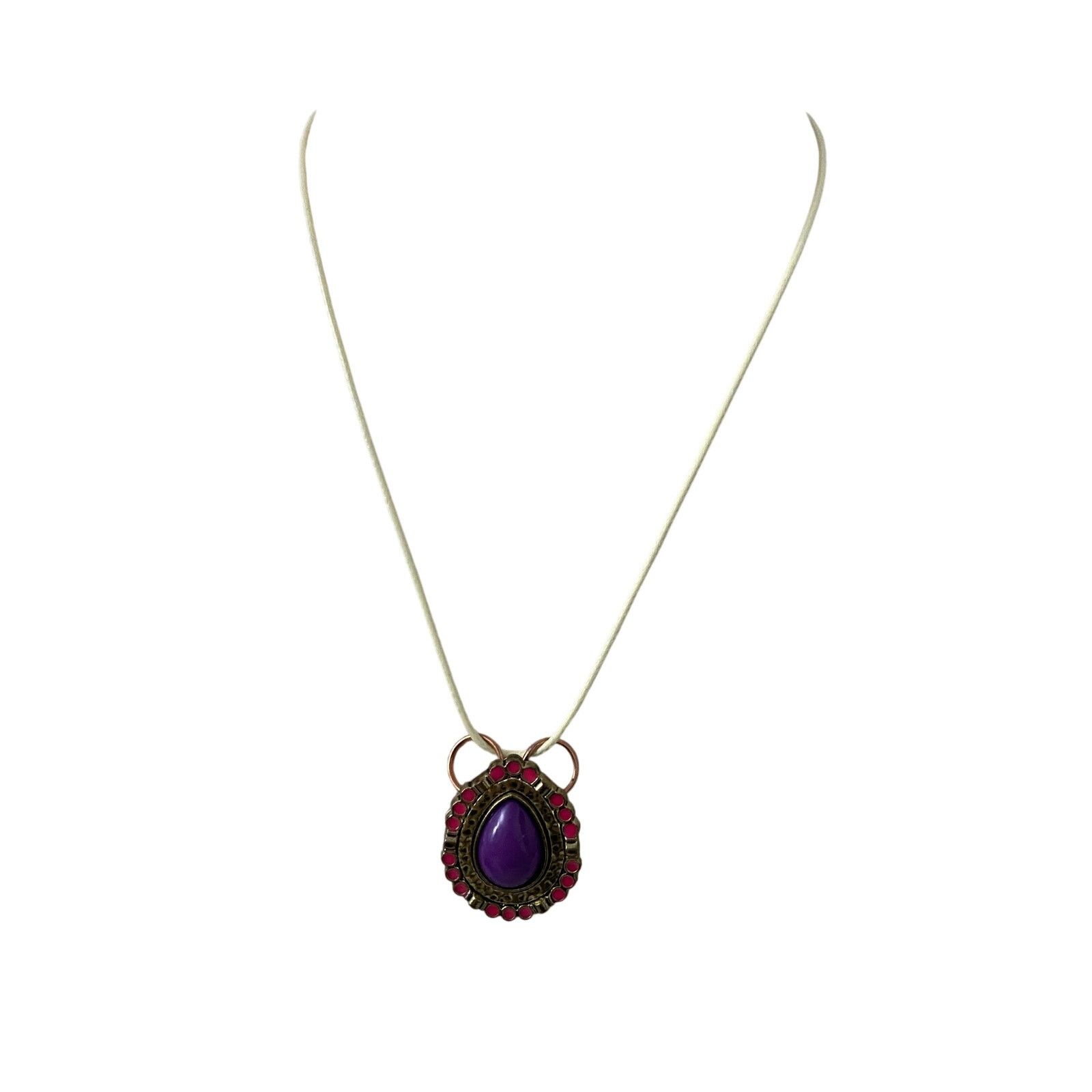 Handmade purple teardrop pendant necklace Size ONE SIZE - 1 Thumbnail