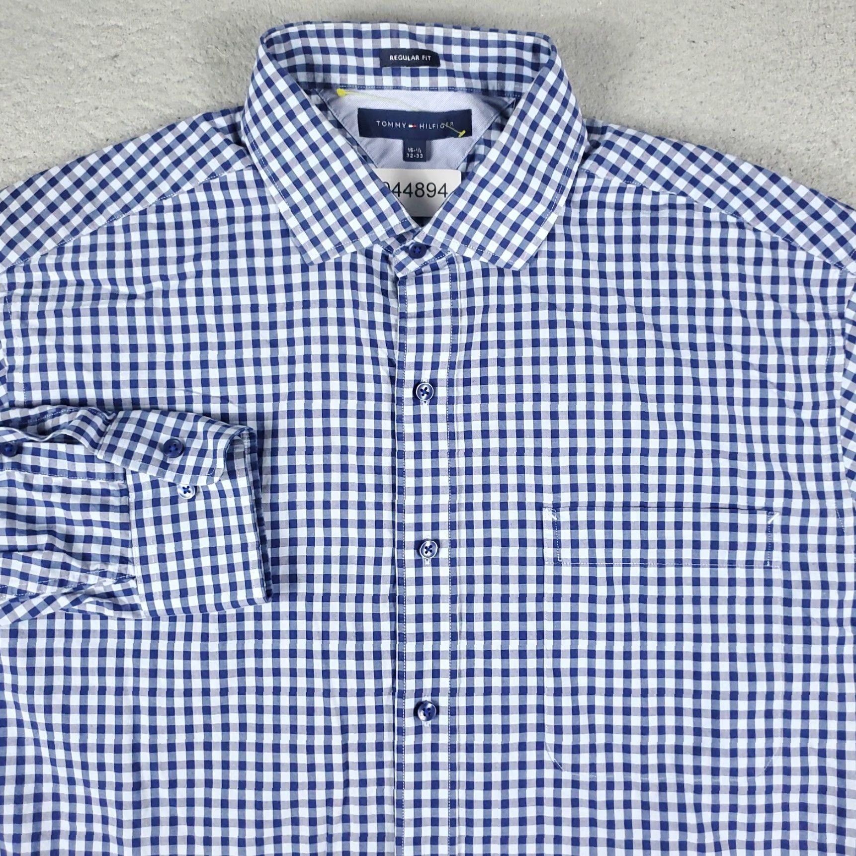 Tommy Hilfiger Tommy Hilfiger Shirt Mens 16.5 Blue Check Dress Button Up Long Sleeve Size 46R - 2 Thumbnail