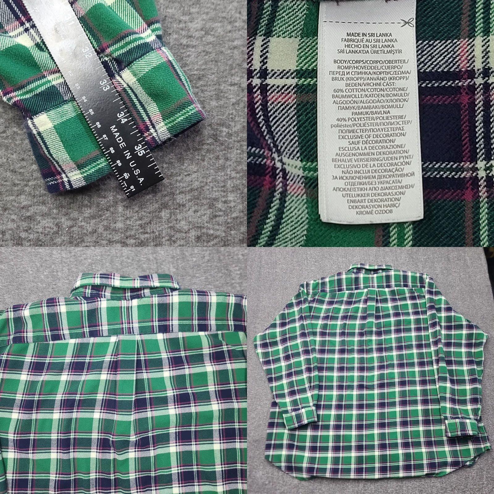 Polo Ralph Lauren Ralph Lauren Performance Flannel Shirt Mens 3XB Big & Tall Green Plaid Button-Up Shirt Size US XXL / EU 58 / 5 - 8 Thumbnail