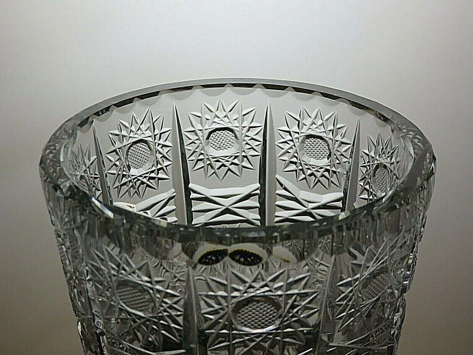 Other American Brilliant Period Crystal Cut Vase Metal Band 7 7/8" Size ONE SIZE - 6 Thumbnail