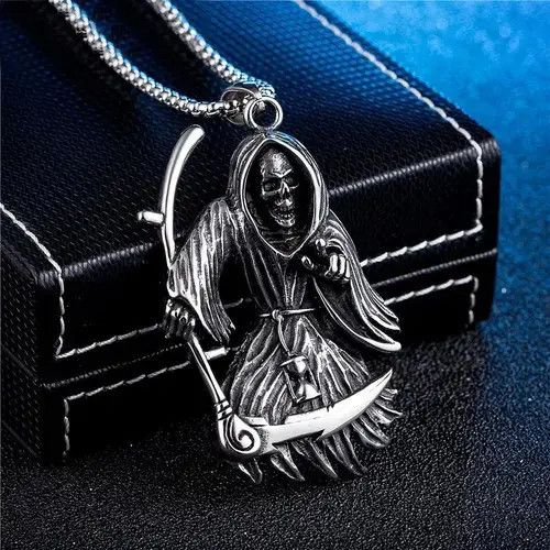 VIBE Reaper Ghost Chain Demon Bones Goth Rock Jewelry Chrome Size ONE SIZE - 1 Thumbnail