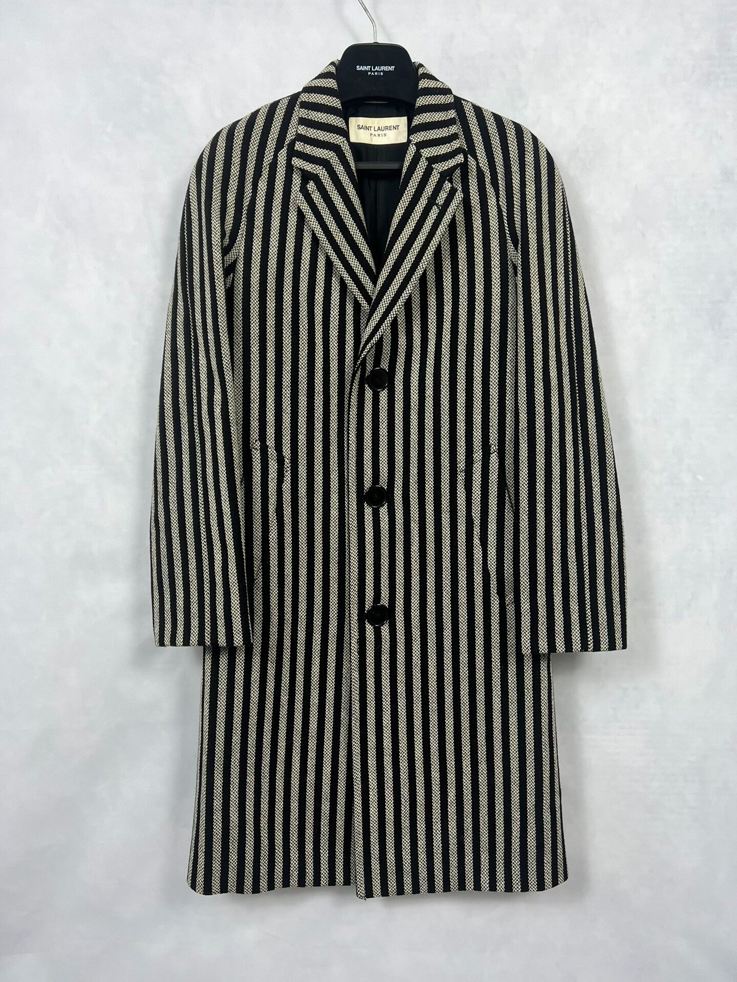 Saint Laurent Paris Saint Laurent Chesterfield Striped Coat Size US XS / EU 42 / 0 - 1 Thumbnail