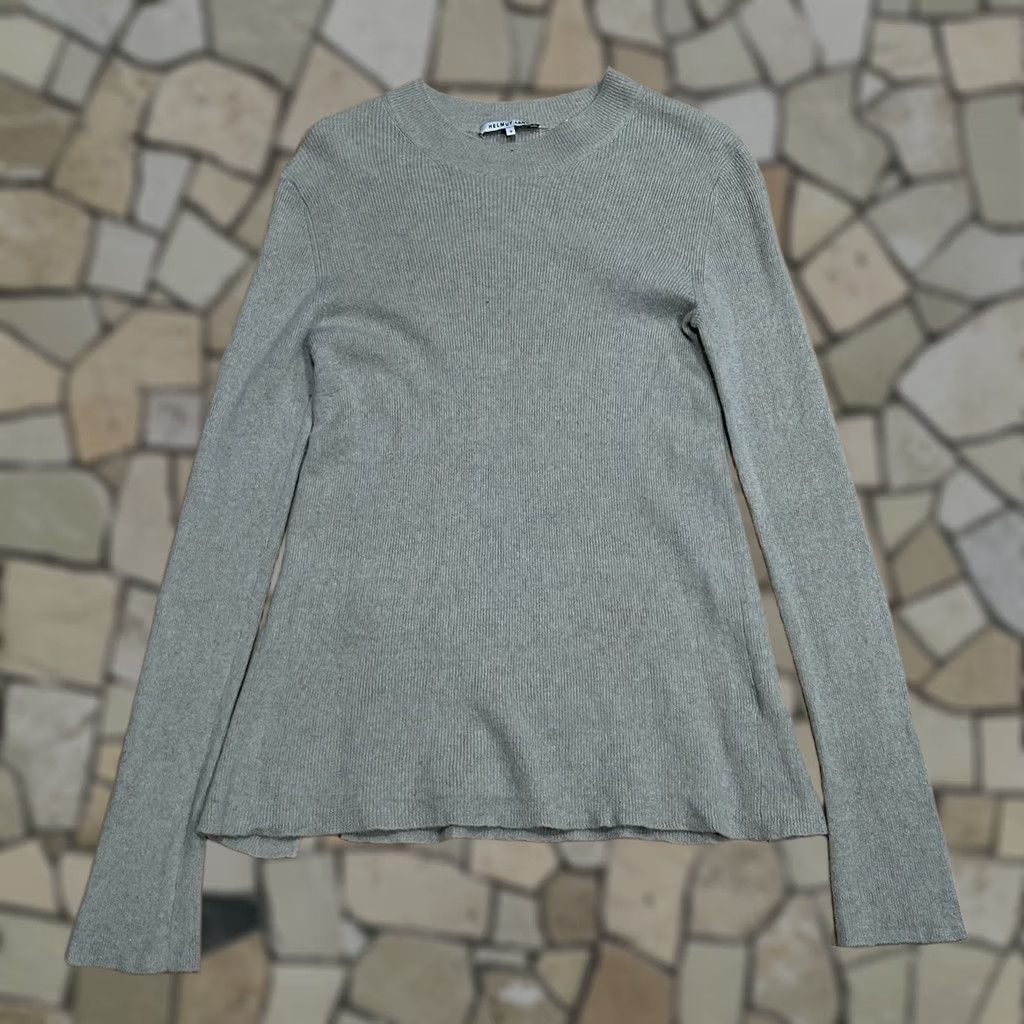Helmut Lang VINTAGE Helmut Lang Cashmere Linen Ribbed Knit Sweater Long Sleeve Women’s S Tan Logo Crew Neck Pullover Women Size S / US 4 / IT 40 - 1 Thumbnail