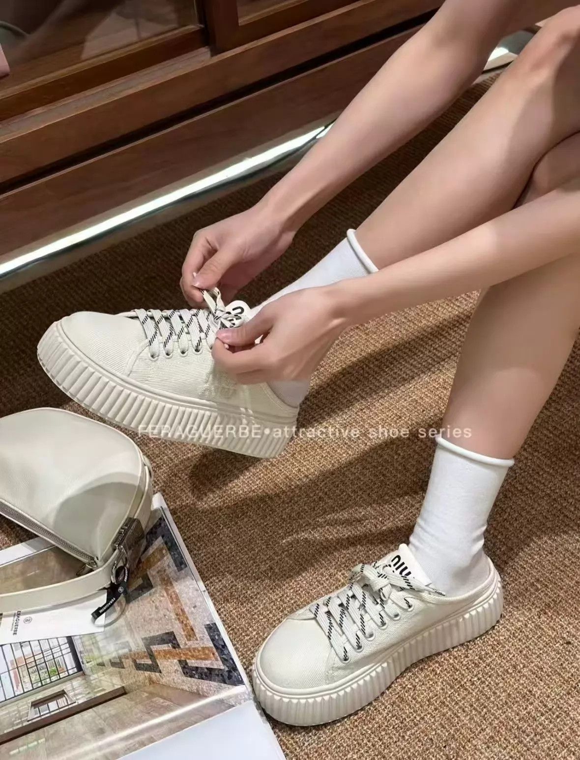 Miu Miu MIU MIU Canvas Platform Slip-On 38 Size US 7.5 / IT 37.5 - 8 Thumbnail